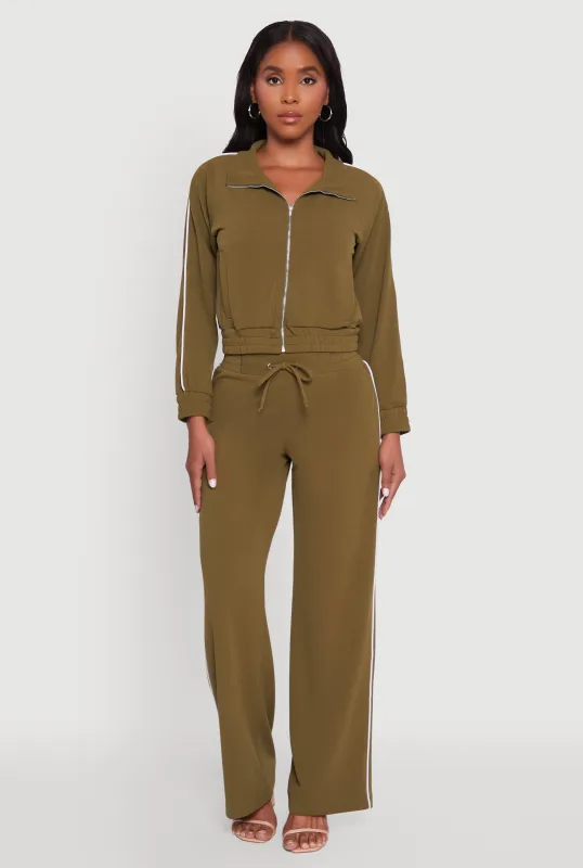 Wide Leg Crepe Knit Casual Pants sold by Rainbow