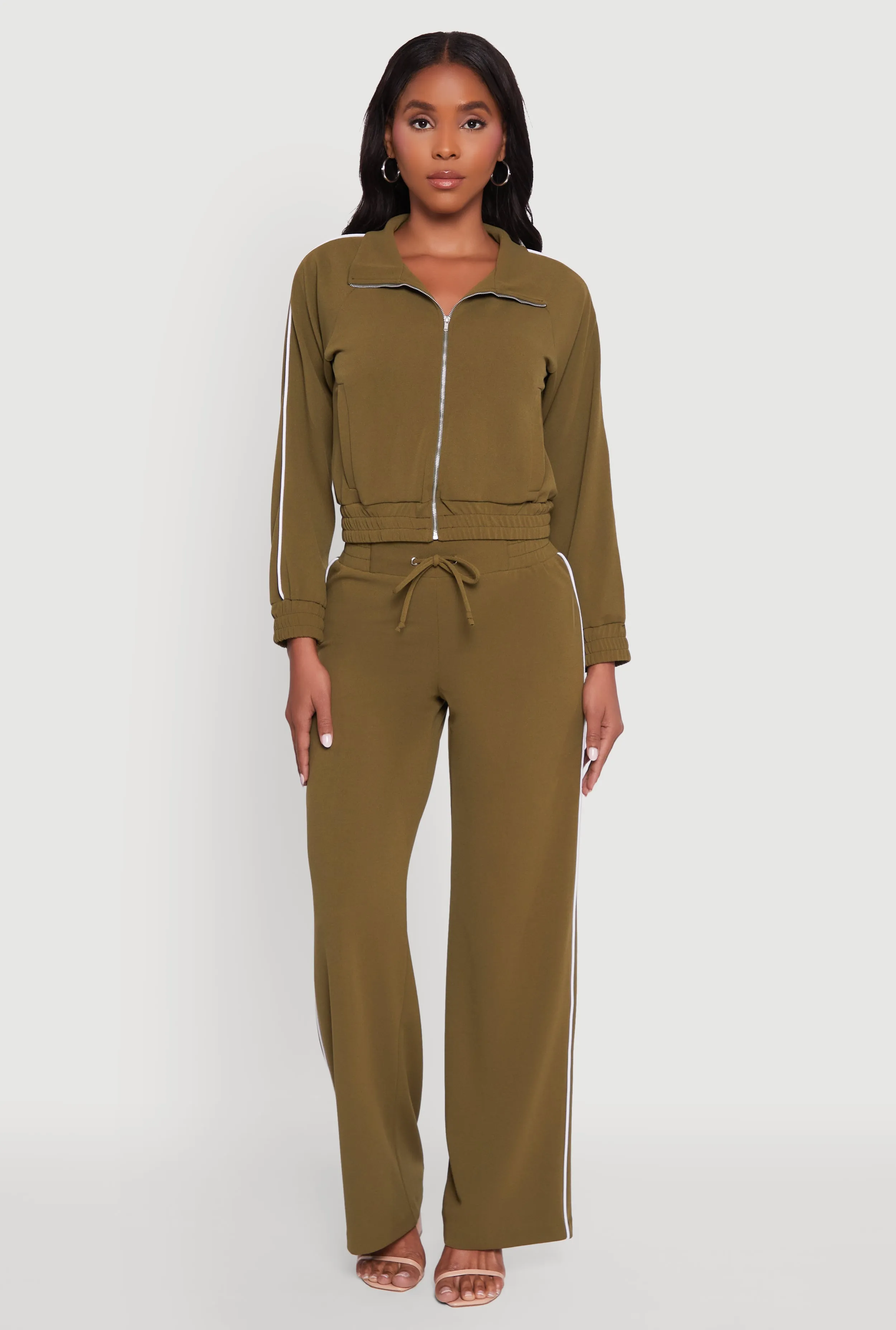 Wide Leg Crepe Knit Casual Pants sold by Rainbow