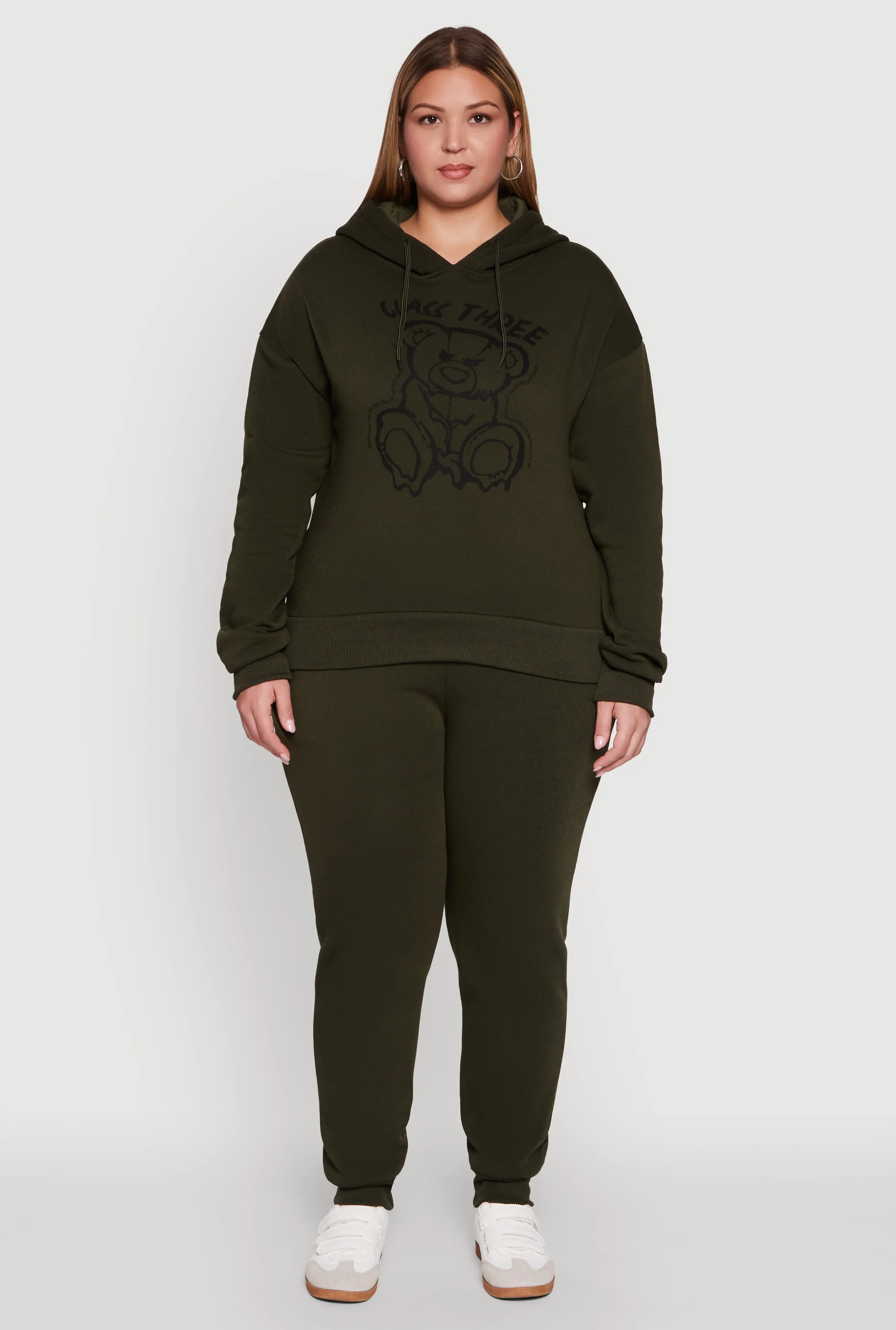 Plus Size High Waisted Fleece Drawstring Waist Joggers sold by Rainbow product image thumbnail 2