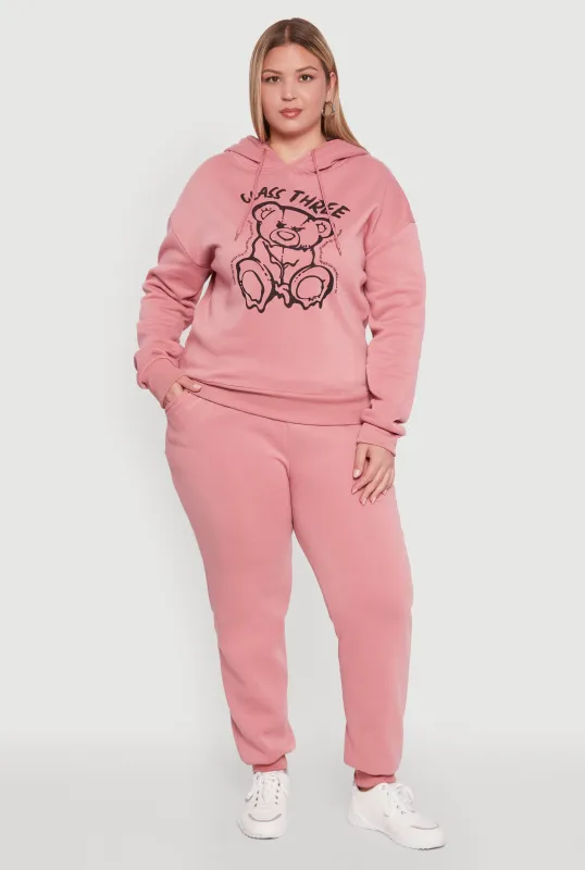Plus Size High Waisted Fleece Drawstring Waist Joggers sold by Rainbow
