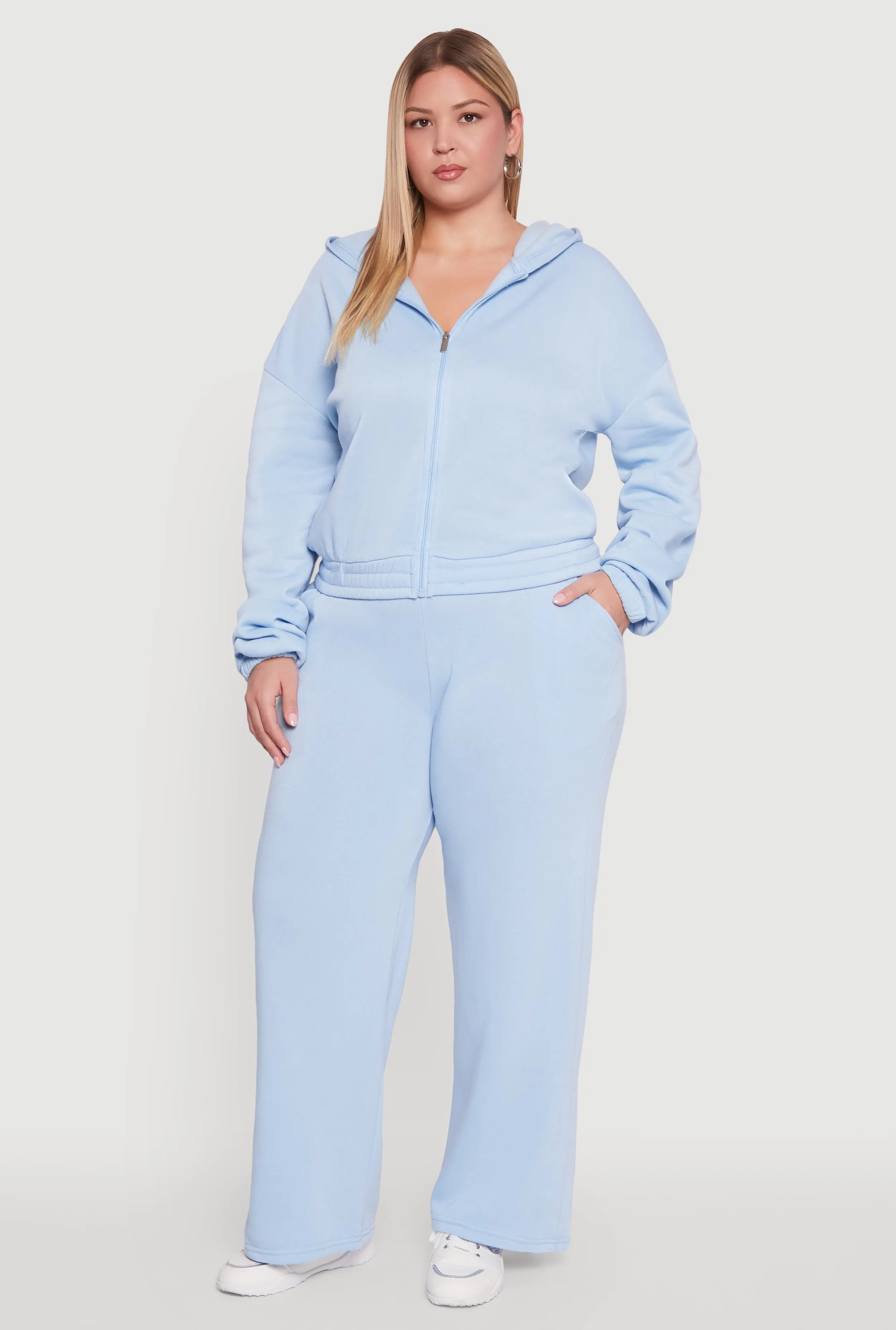 Plus Size Fleece High Waisted Wide Leg Sweatpants sold by Rainbow product image thumbnail 2