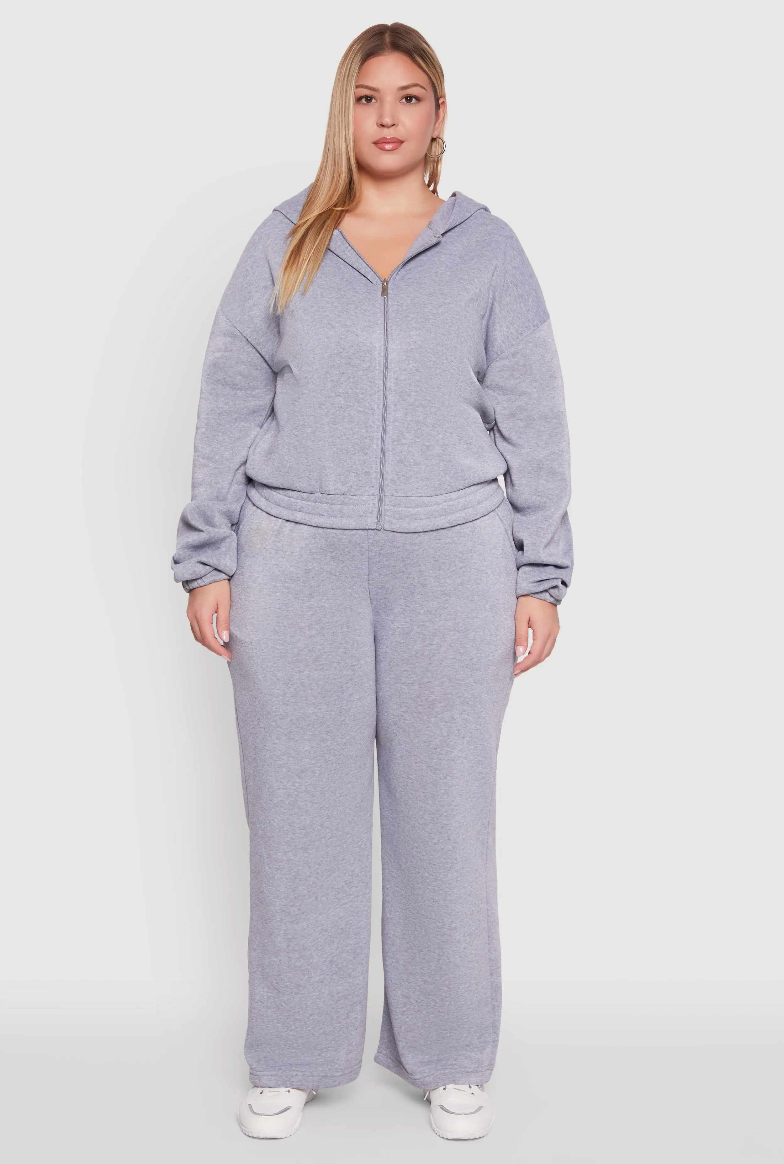 Plus Size Fleece High Waisted Wide Leg Sweatpants sold by Rainbow product image thumbnail 2