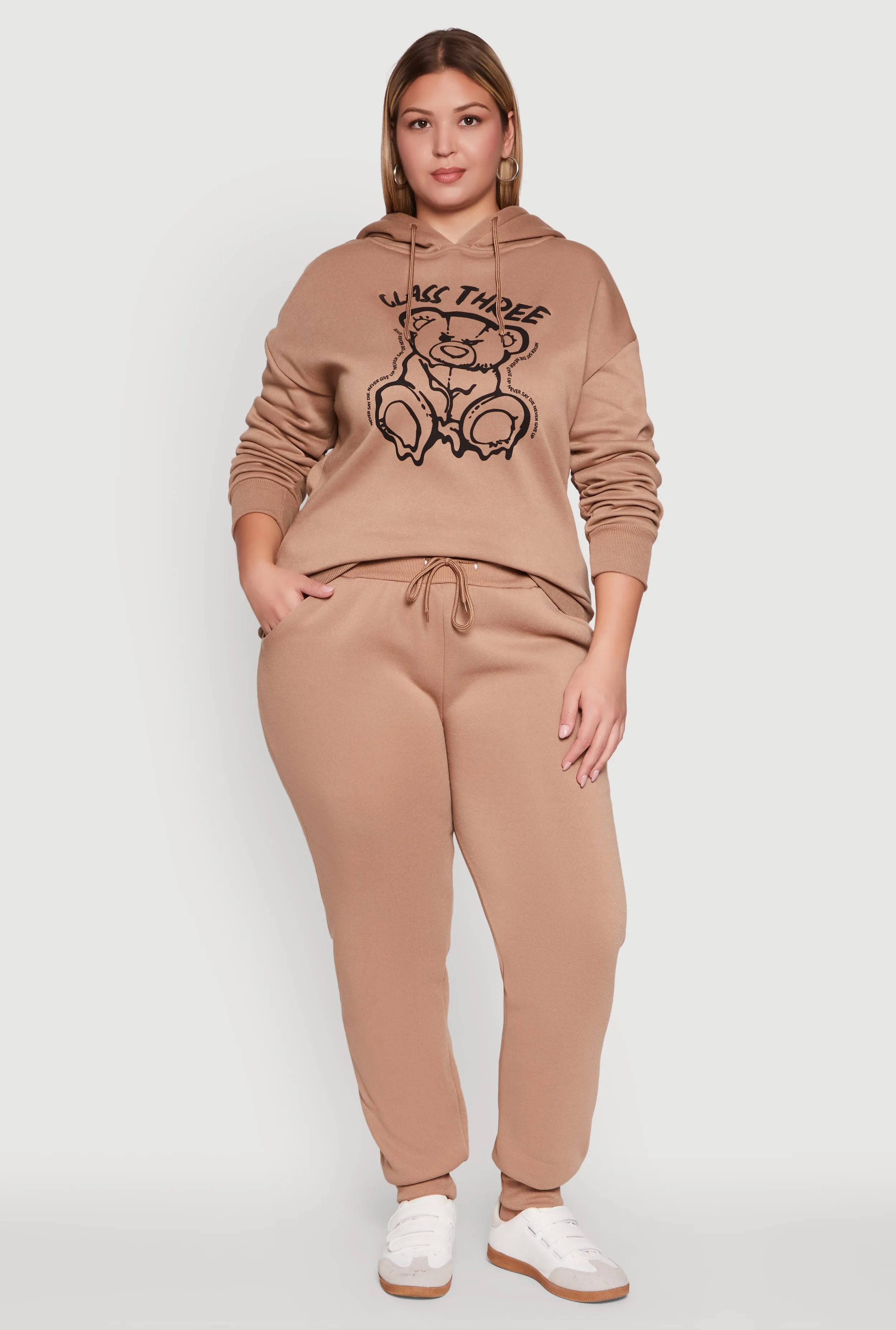 Plus Size High Waisted Fleece Drawstring Waist Joggers sold by Rainbow