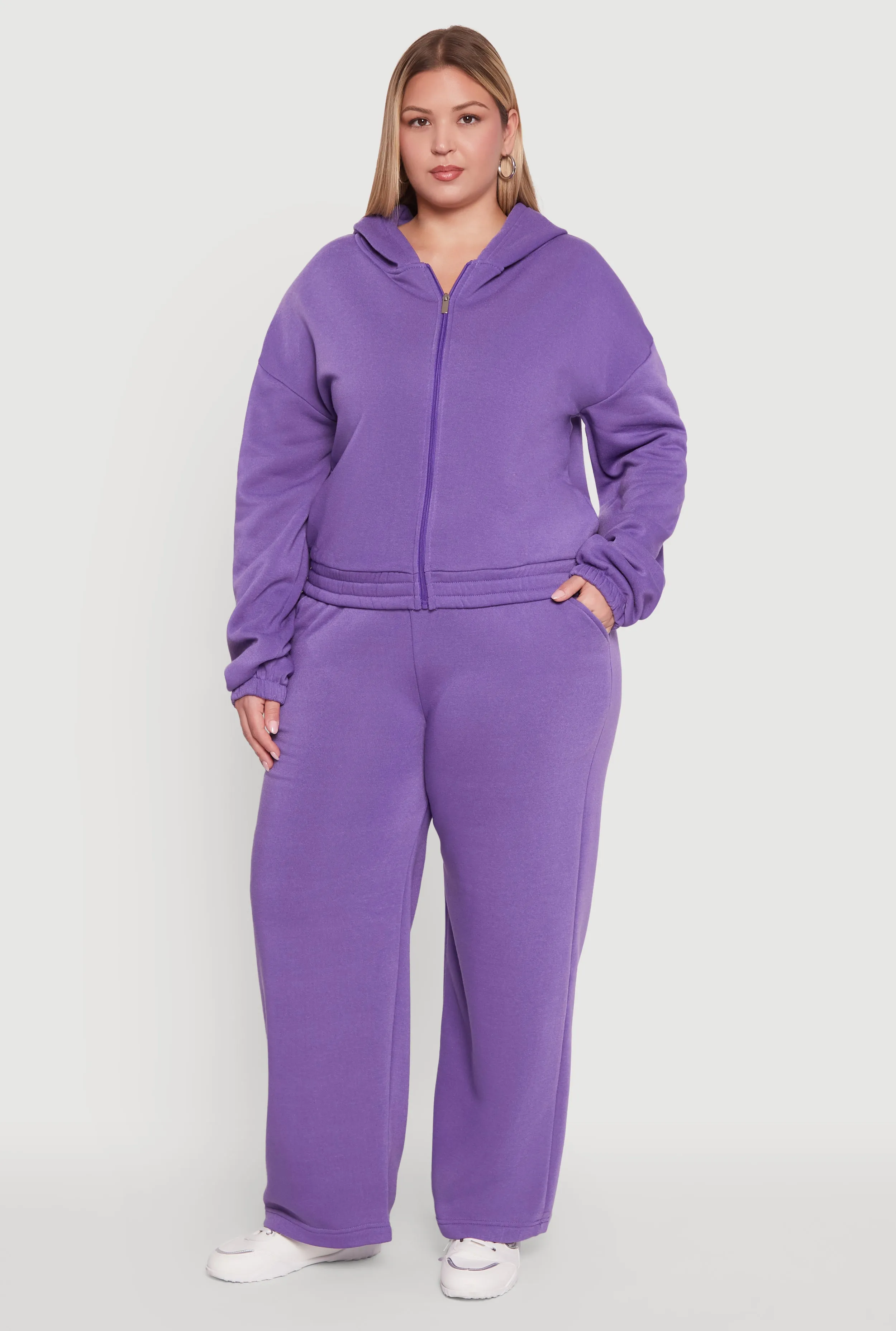 Plus Size Fleece High Waisted Wide Leg Sweatpants sold by Rainbow product image thumbnail 5