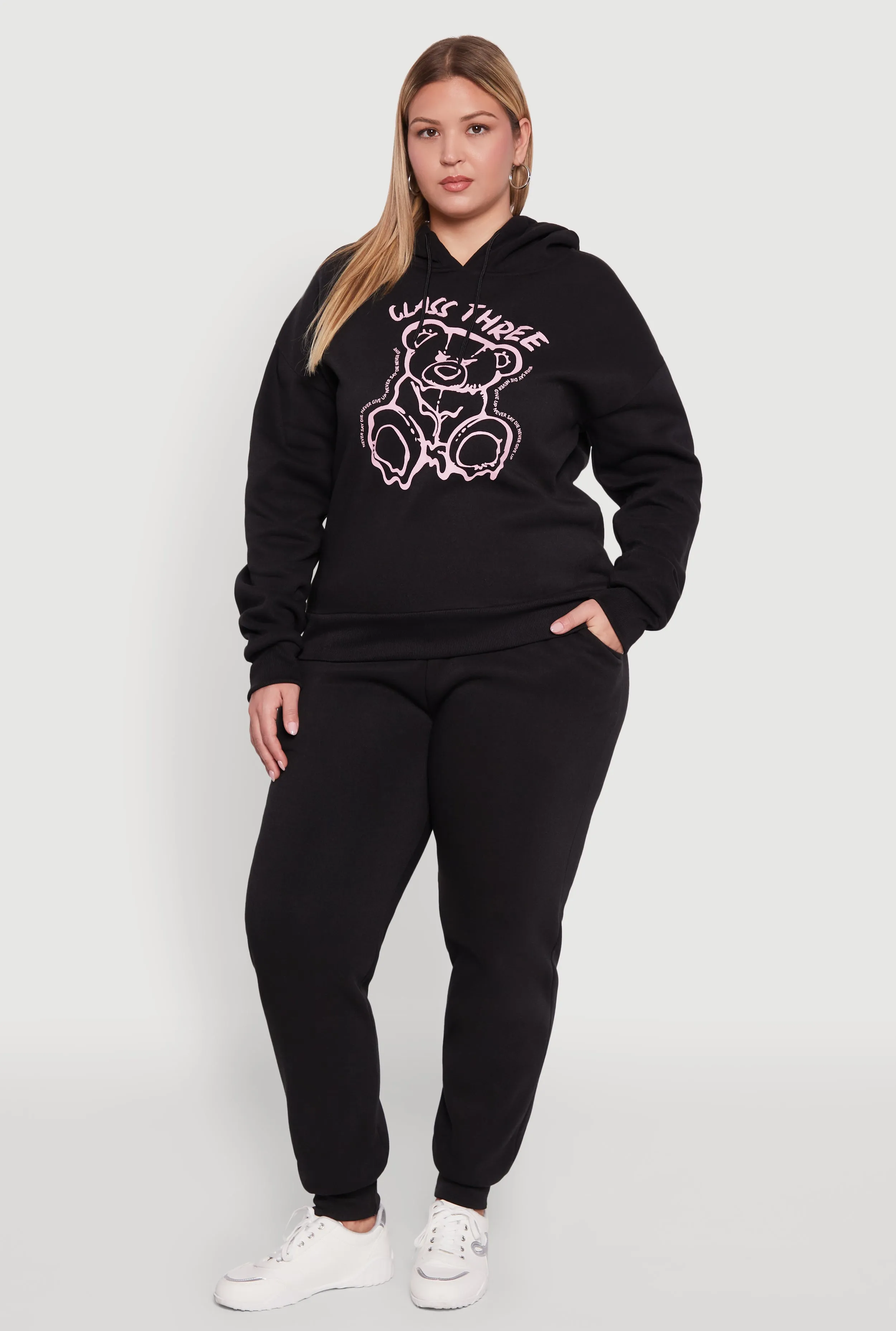 Plus Size High Waisted Fleece Drawstring Waist Joggers sold by Rainbow