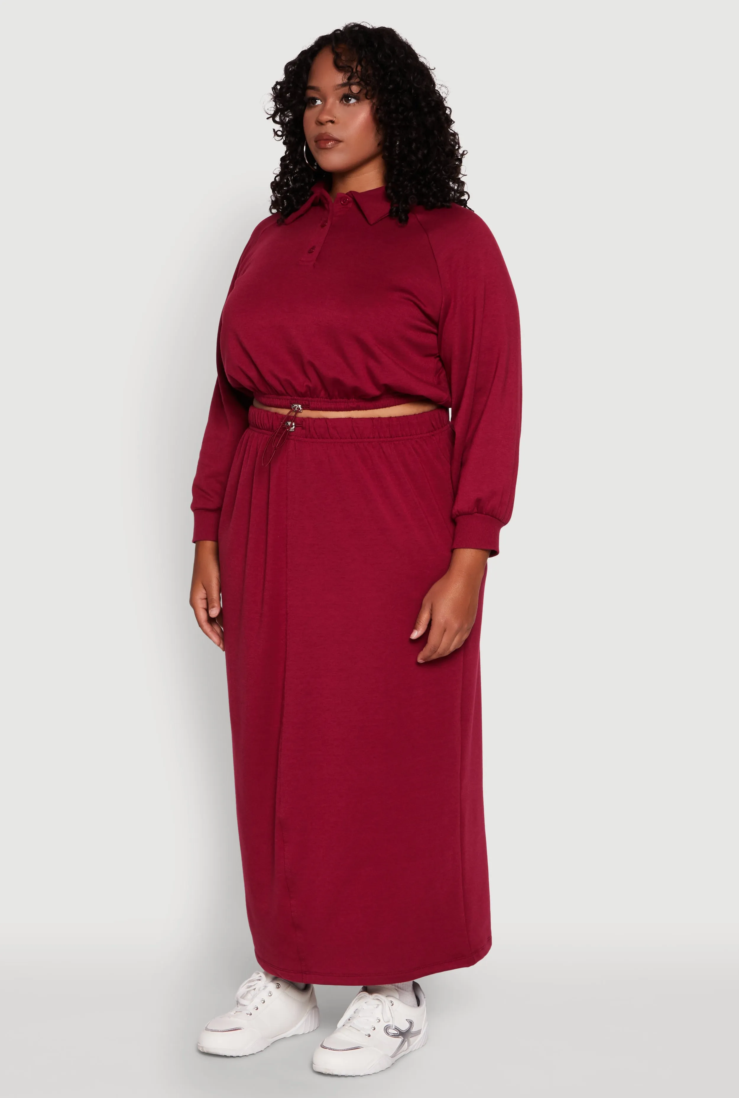 Plus Size Toggle Drawstring Hem Crop Sweatshirt sold by Rainbow product image thumbnail 5