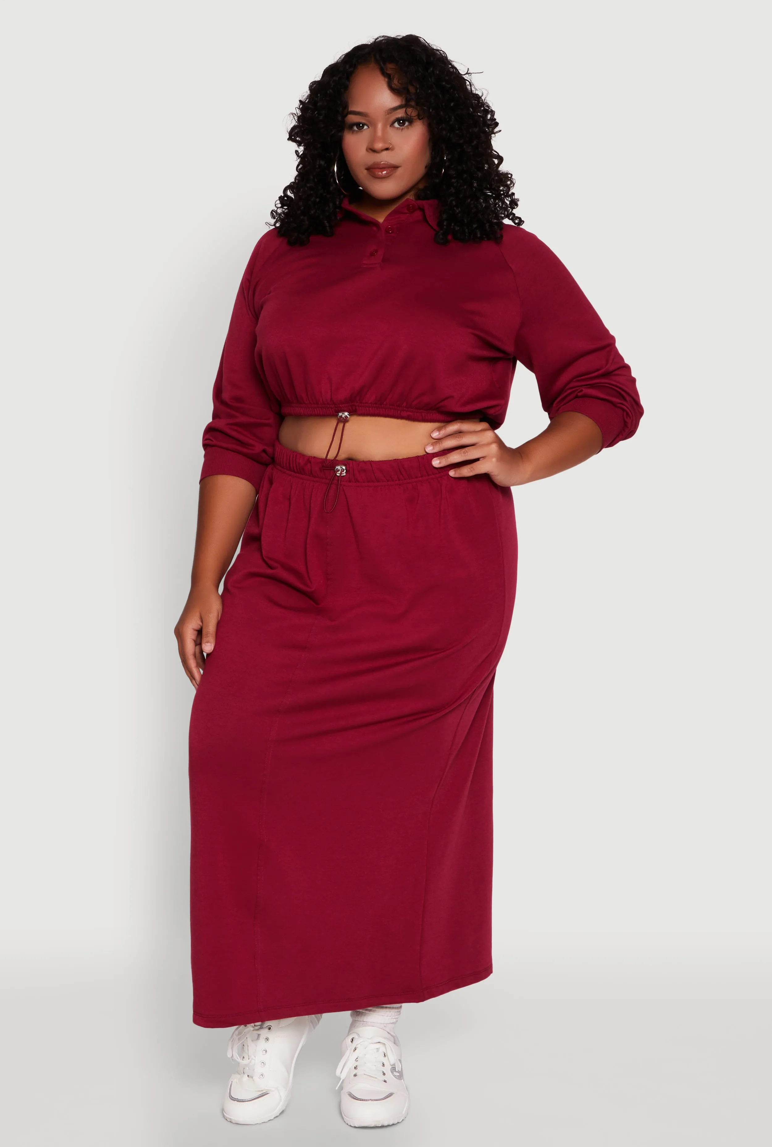 Plus Size Toggle Drawstring Hem Crop Sweatshirt sold by Rainbow product image thumbnail 3