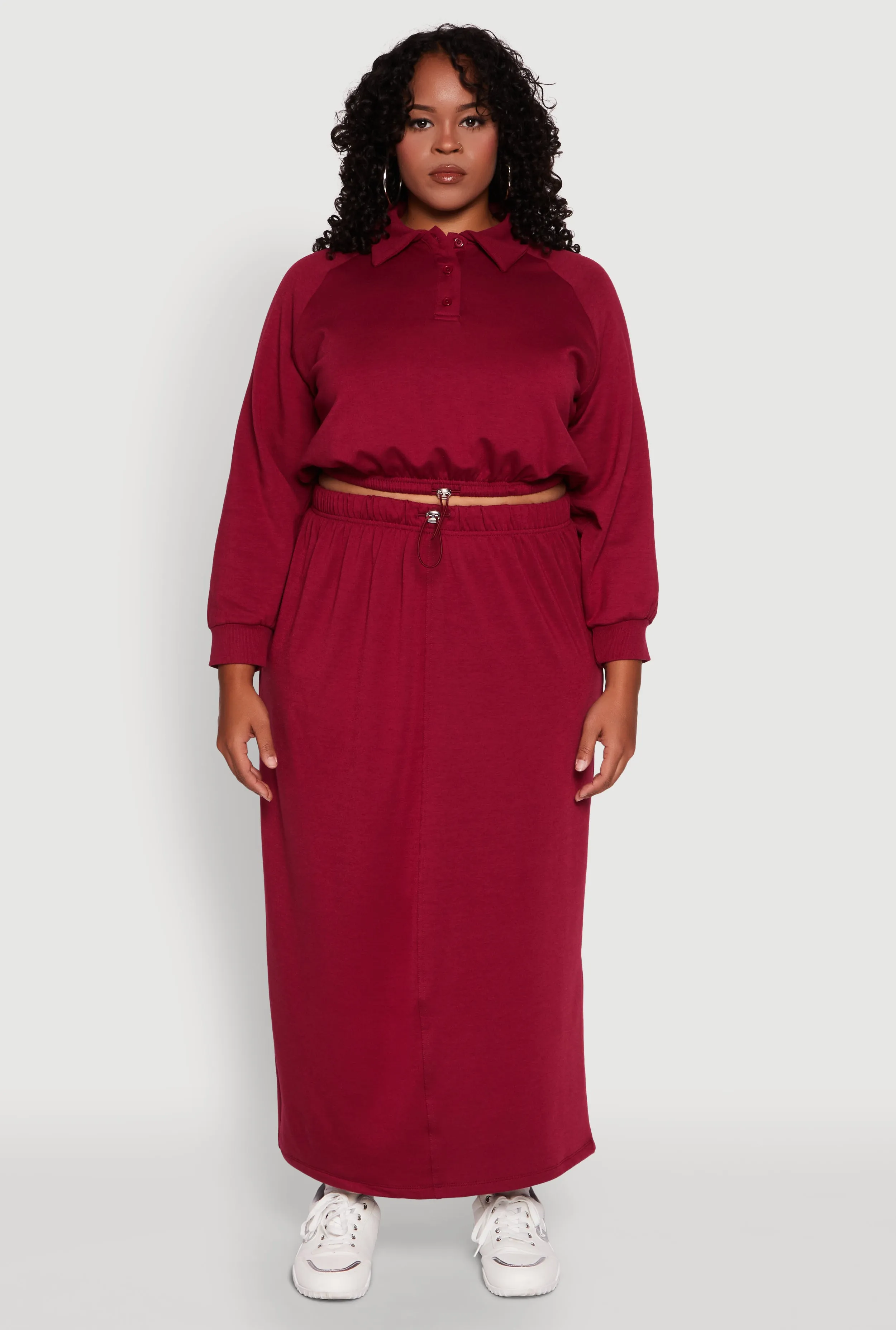 Plus Size Toggle Drawstring Hem Crop Sweatshirt sold by Rainbow product image thumbnail 2