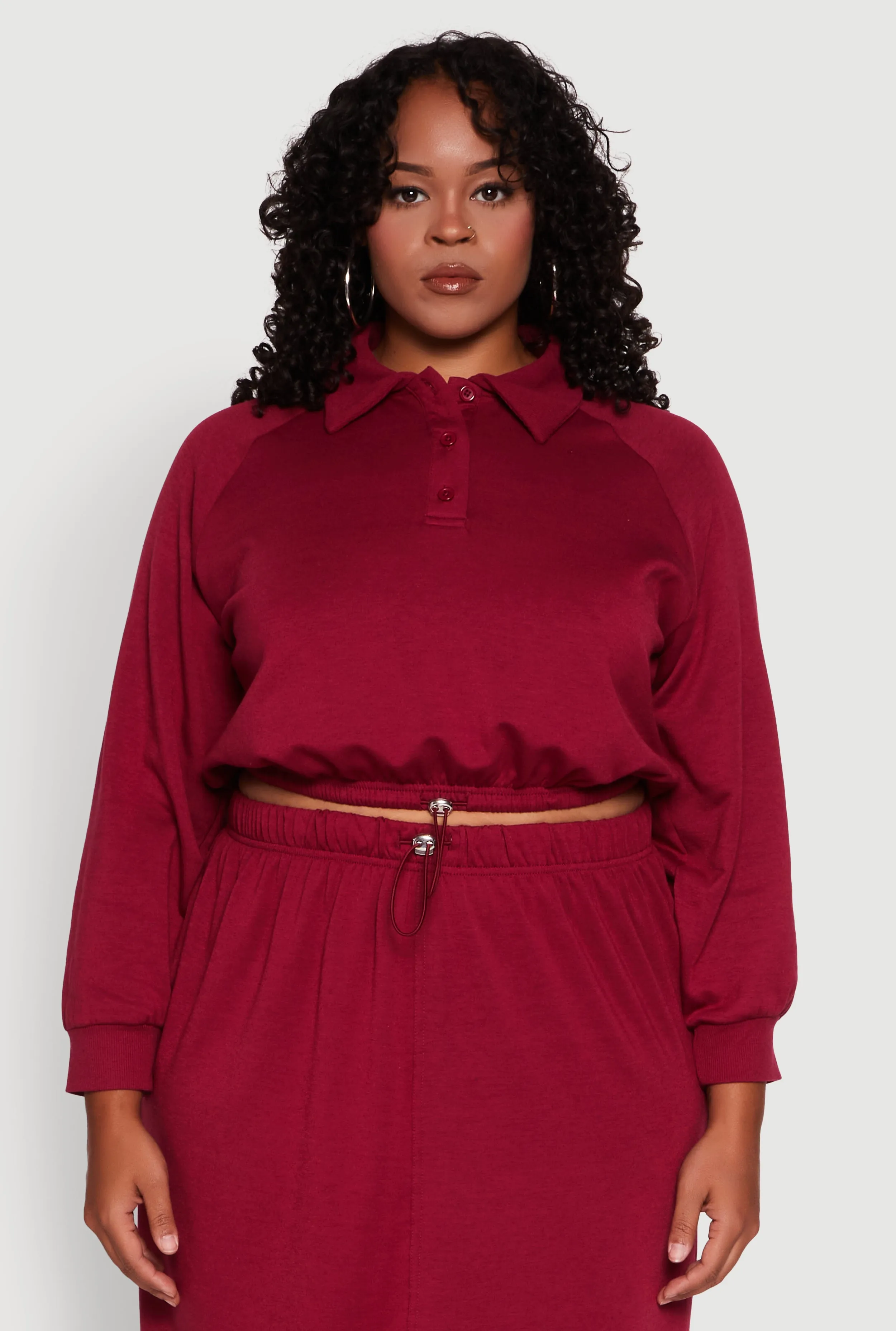 Plus Size Toggle Drawstring Hem Crop Sweatshirt sold by Rainbow