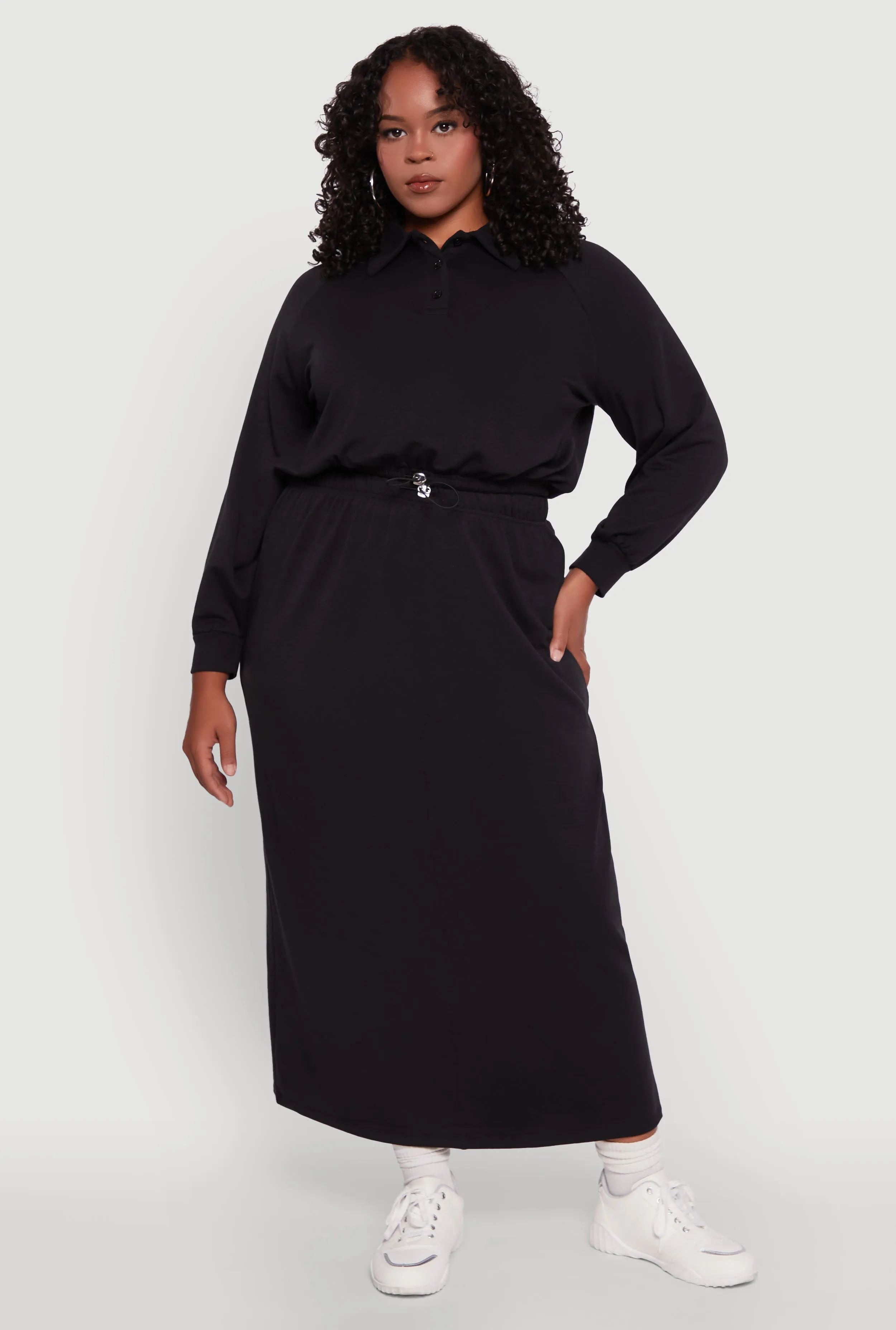 Plus Size Toggle Drawstring Hem Crop Sweatshirt sold by Rainbow product image thumbnail 3