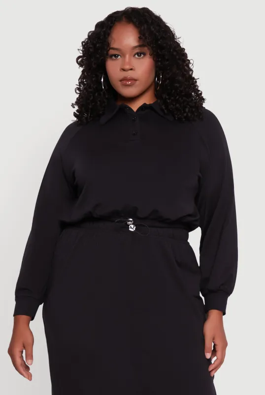 Plus Size Toggle Drawstring Hem Crop Sweatshirt sold by Rainbow