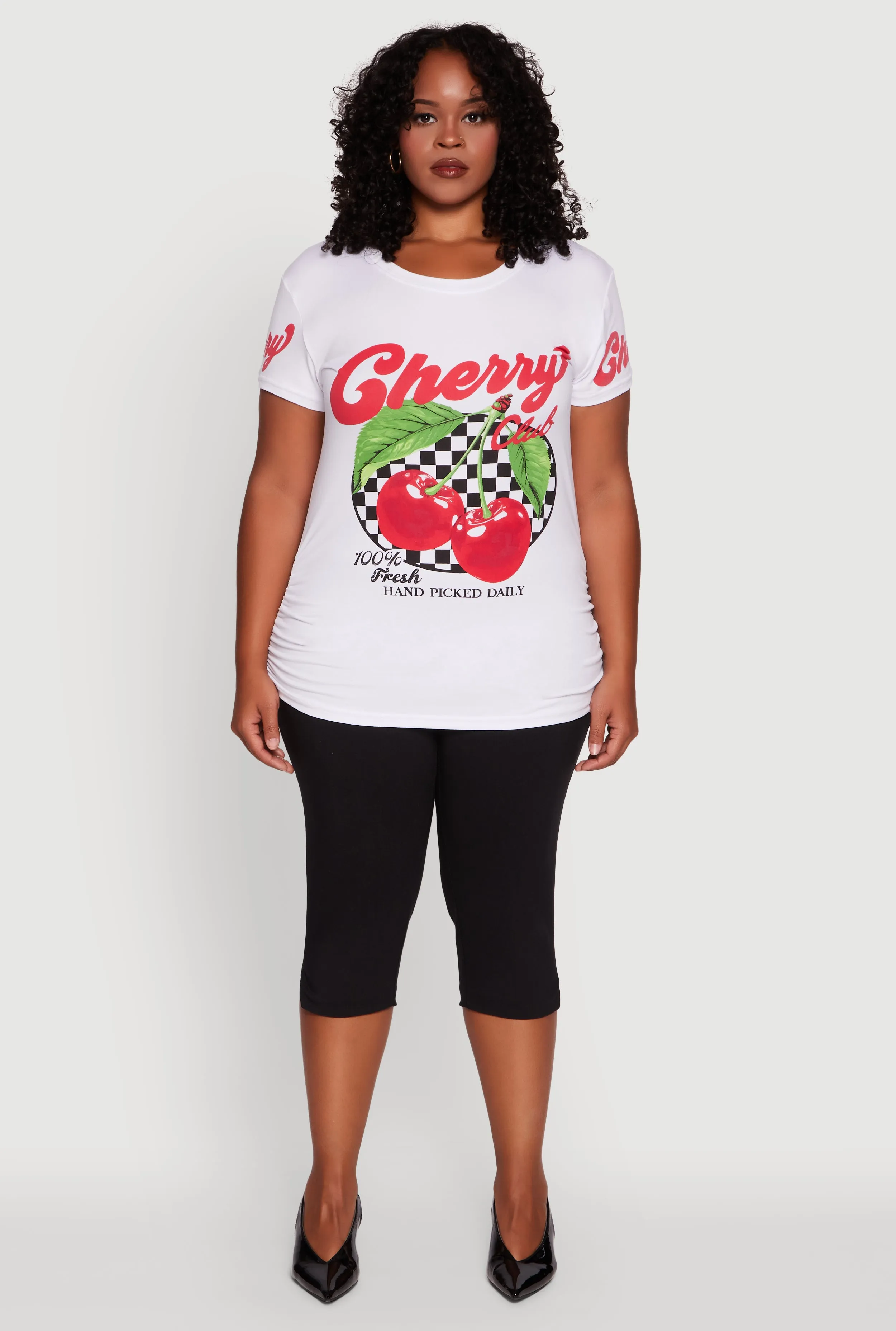Plus Size Cherry Club Graphic T-Shirt sold by Rainbow