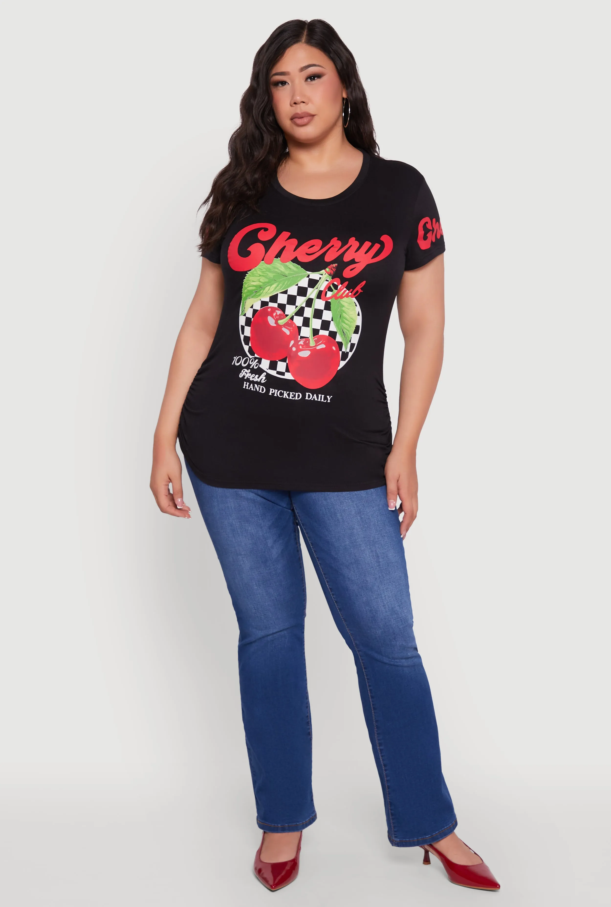 Plus Size Cherry Club Graphic T-Shirt sold by Rainbow