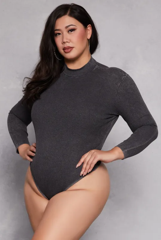 Plus Size Acid Wash Bodysuit sold by Rainbow