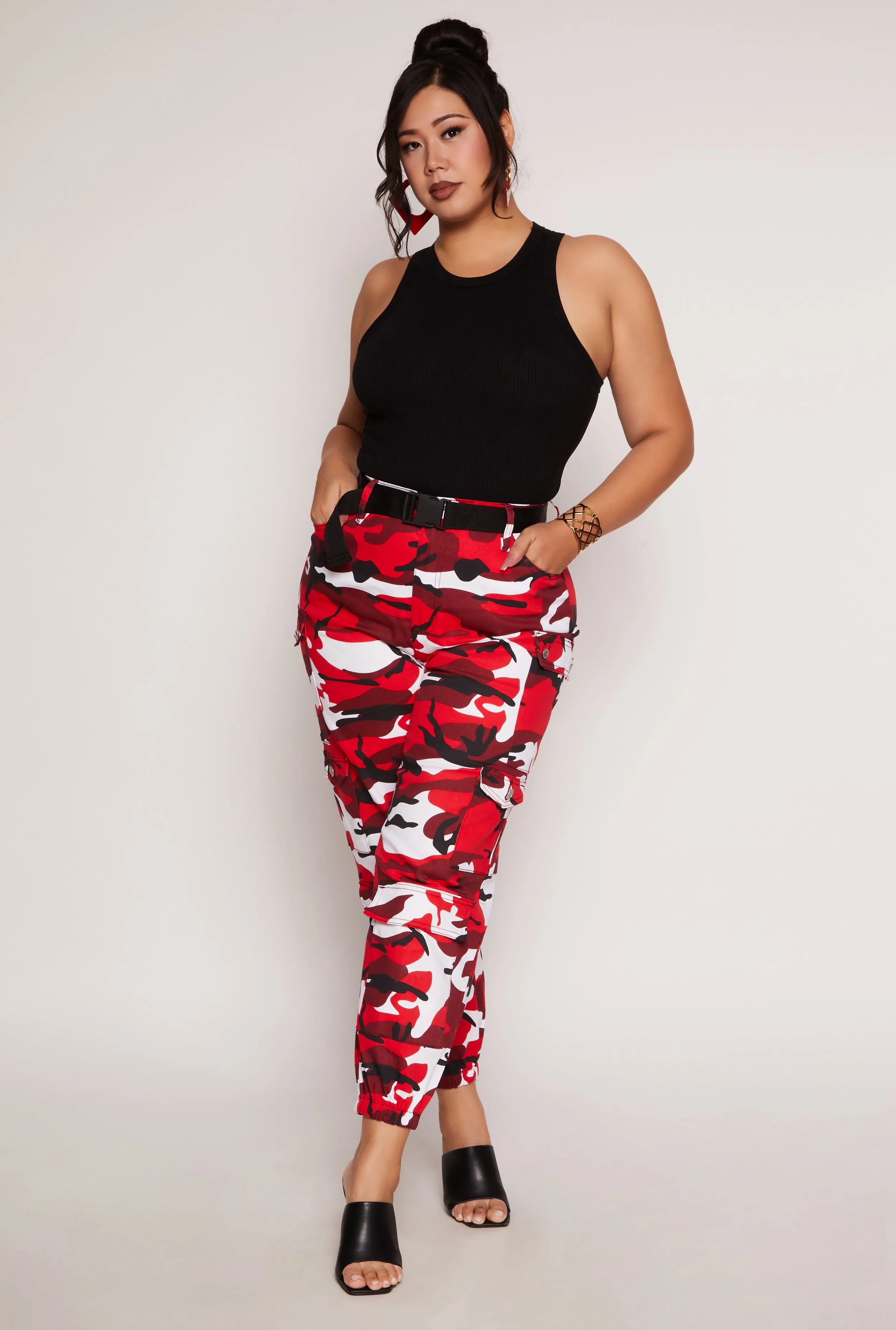 Plus Size Almost Famous Belted Camo Cargo Joggers sold by Rainbow product image thumbnail 3