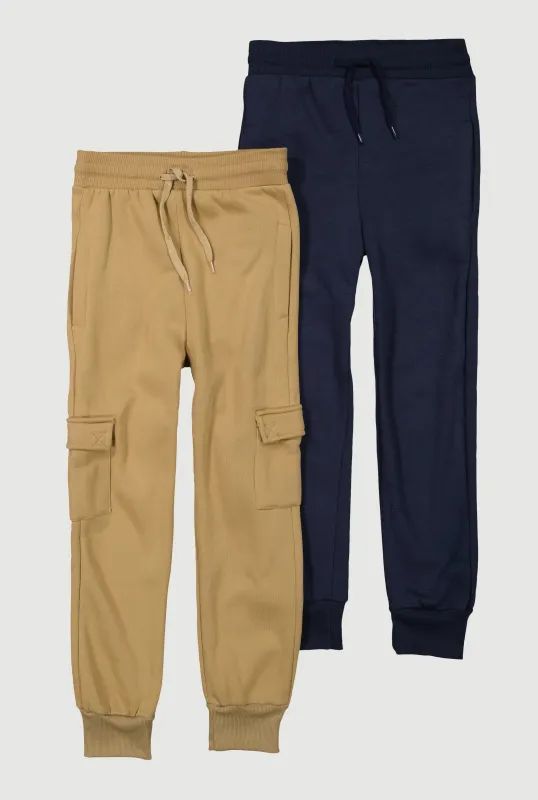 Boys Mid Rise Drawstring Waist Fleece Joggers sold by Rainbow