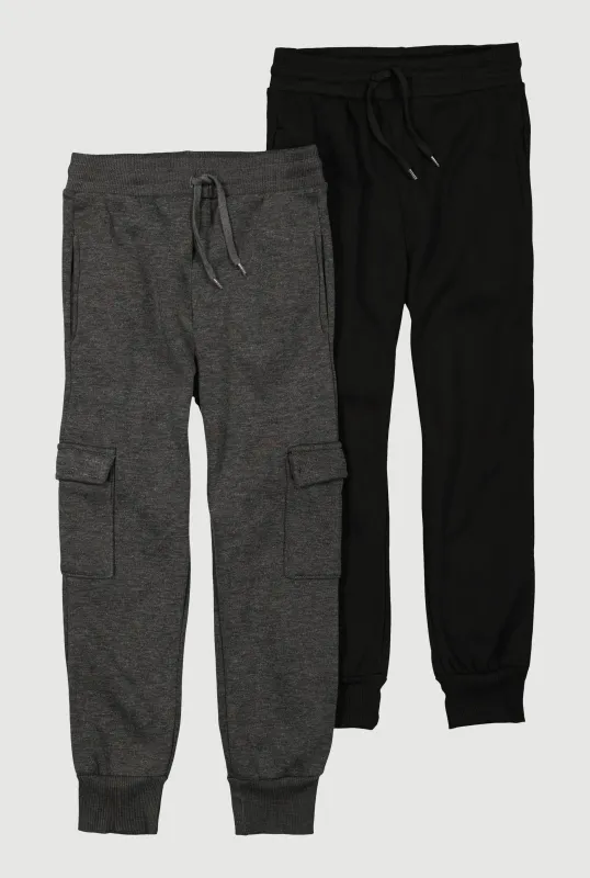 Boys Mid Rise Fleece Lined Joggers 2 Pack sold by Rainbow