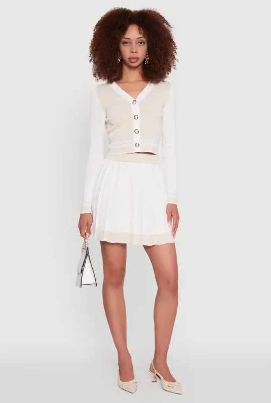 Contrast Trim Pleated Midi Skirt sold by Rainbow