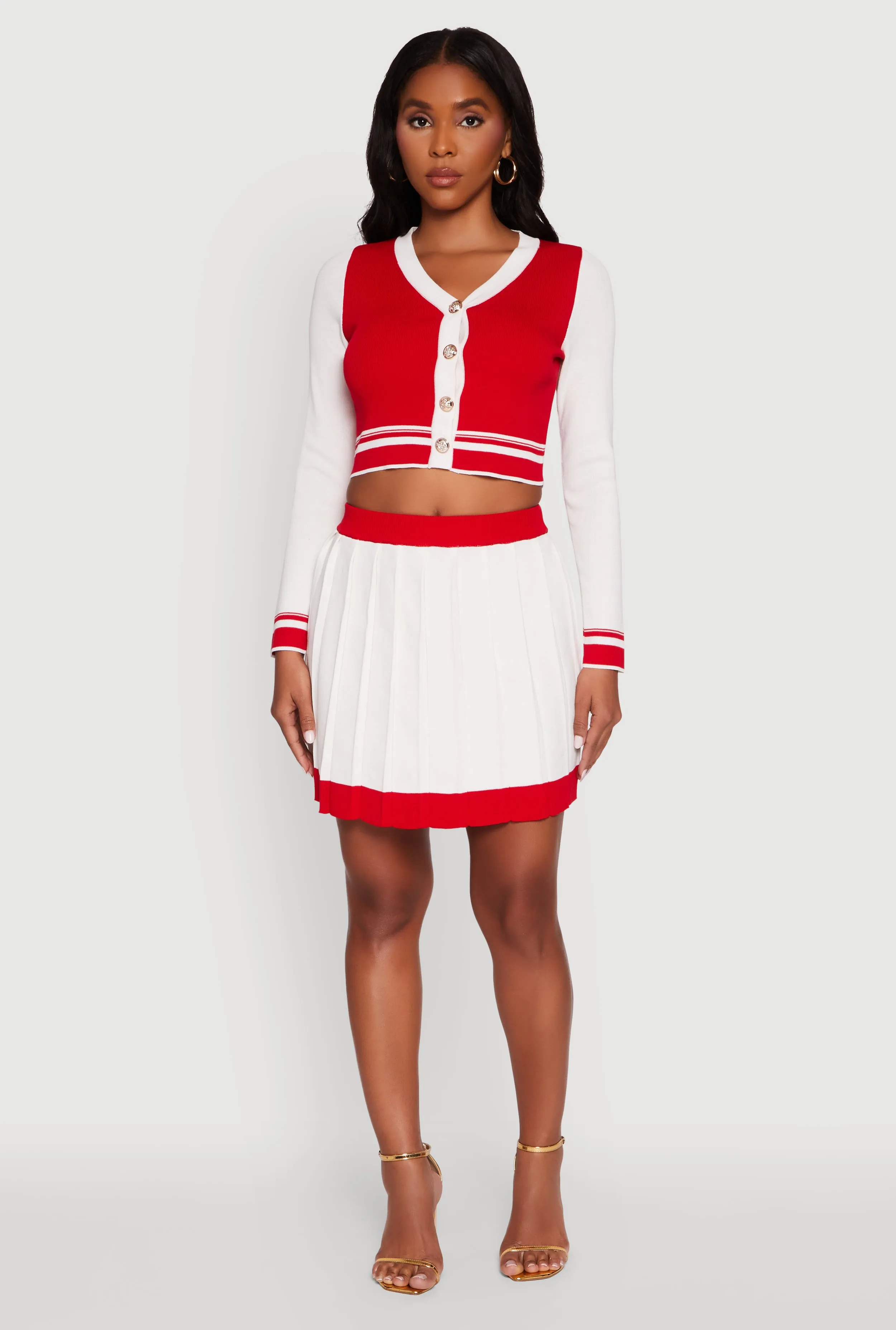Contrast Trim Pleated Midi Skirt sold by Rainbow product image thumbnail 2