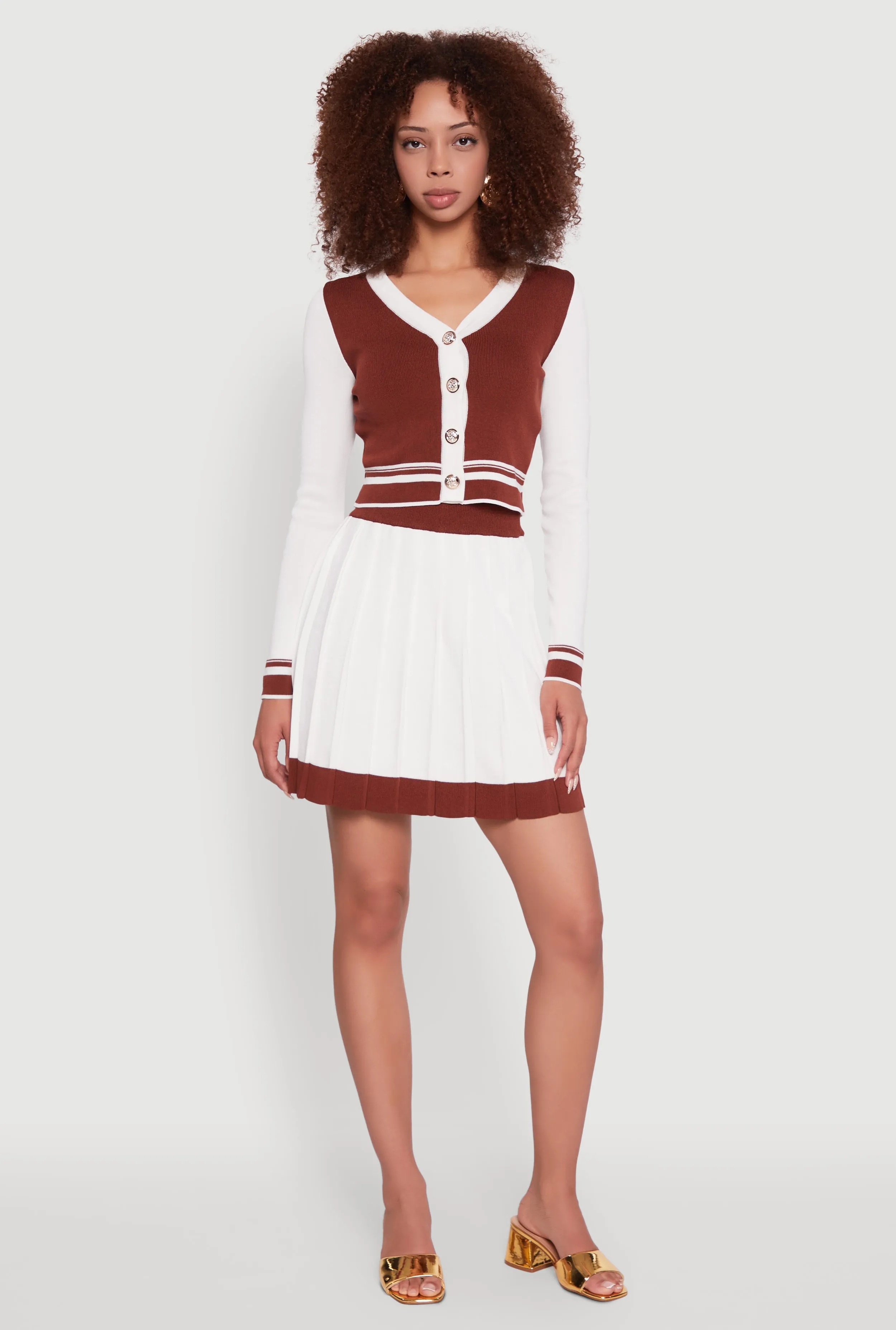 Contrast Trim Pleated Midi Skirt sold by Rainbow product image thumbnail 2