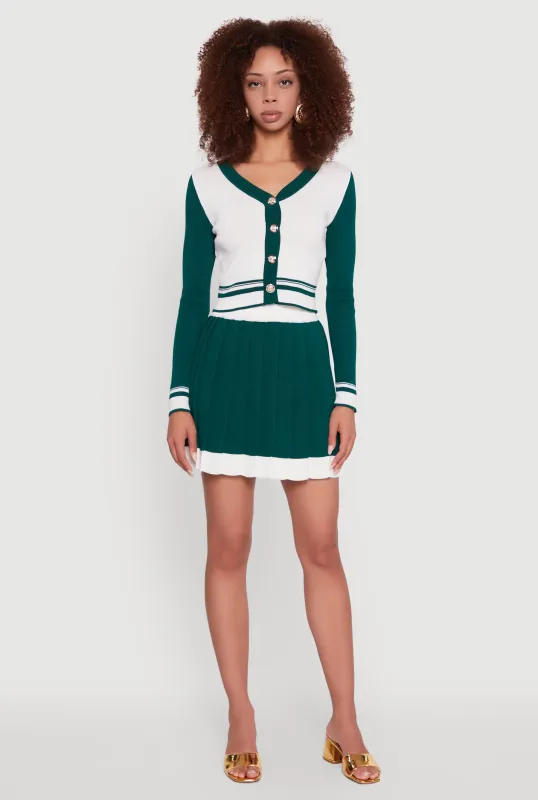 Contrast Trim Pleated Midi Skirt sold by Rainbow