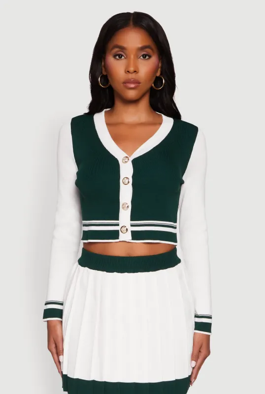 Color Blocked Cropped Cardigan sold by Rainbow