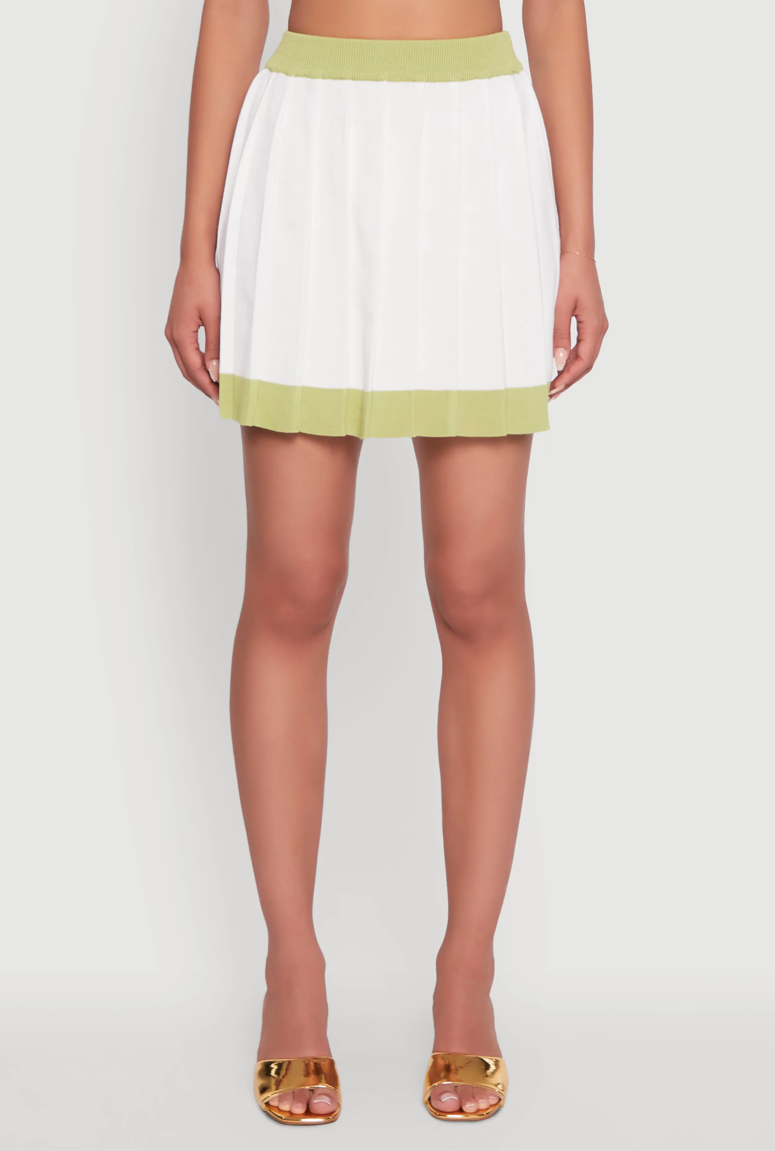 Contrast Trim Pleated Midi Skirt sold by Rainbow product image thumbnail 3