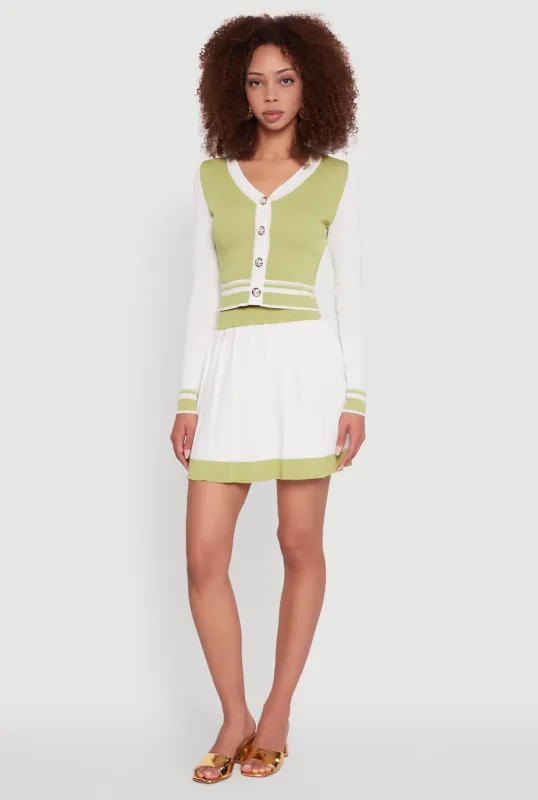 Contrast Trim Pleated Midi Skirt sold by Rainbow