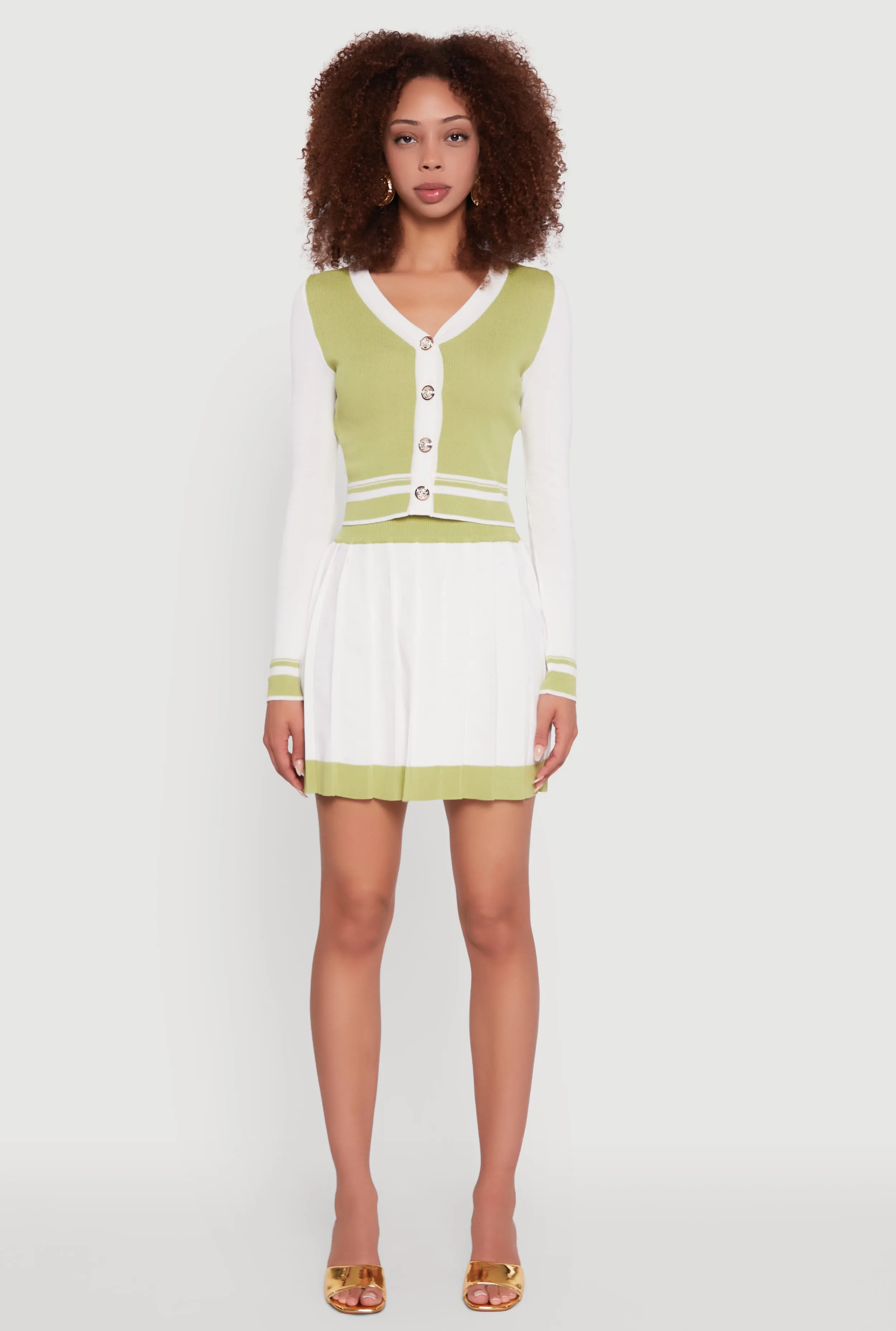 Contrast Trim Pleated Midi Skirt sold by Rainbow product image thumbnail 2