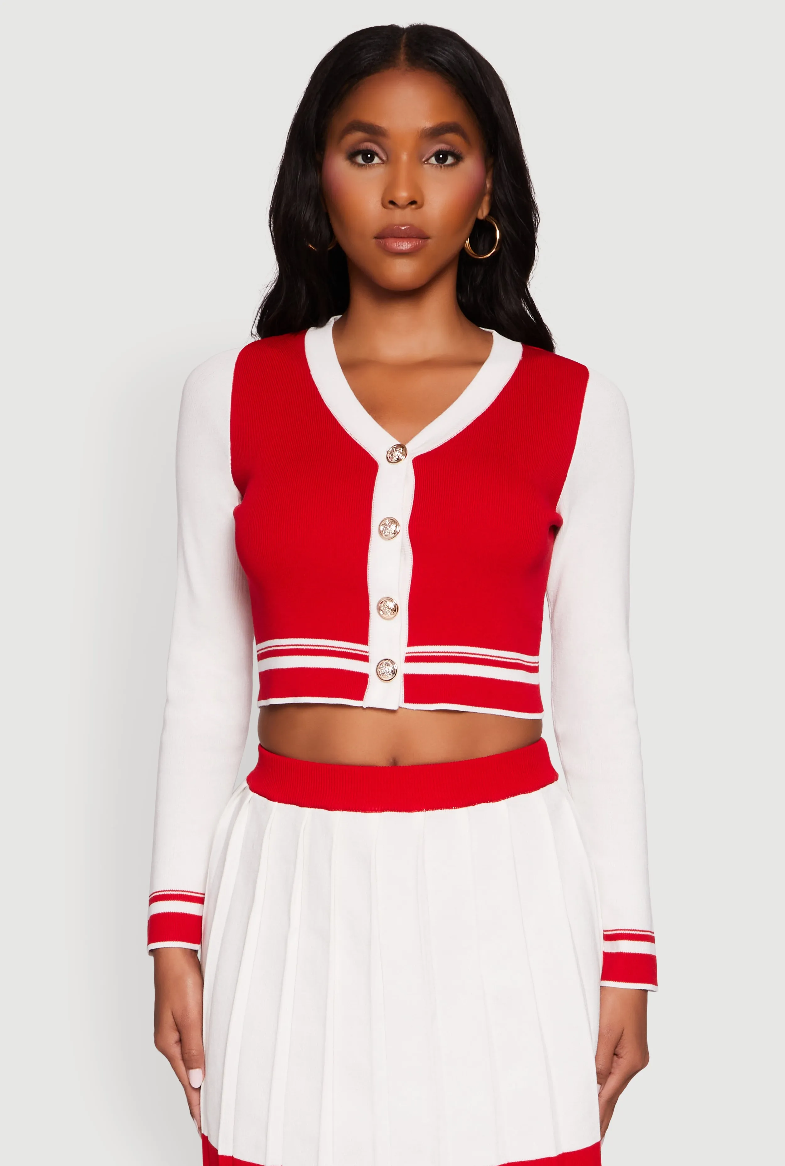 Color Blocked Cropped Cardigan sold by Rainbow product image thumbnail 2