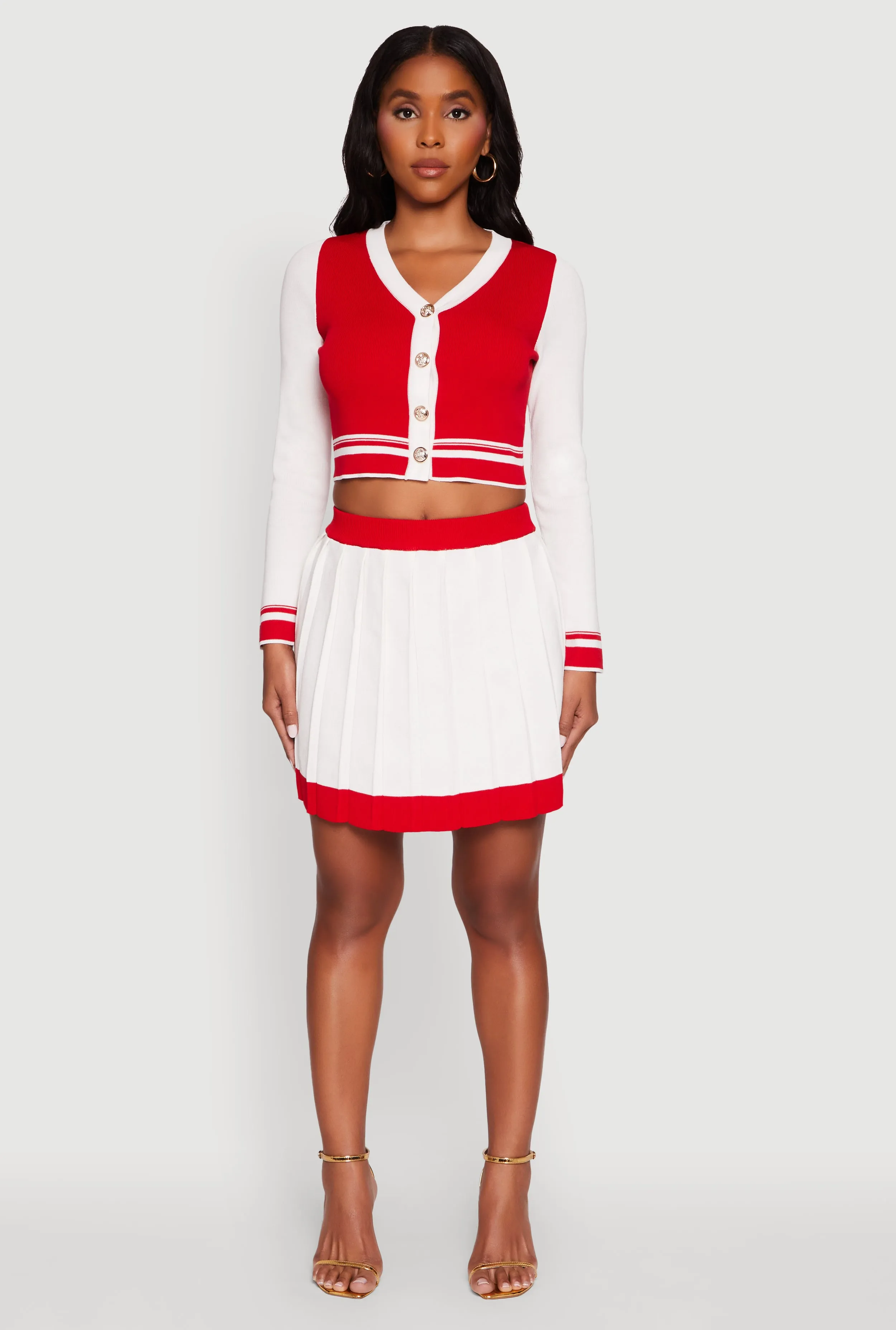 Color Blocked Cropped Cardigan sold by Rainbow