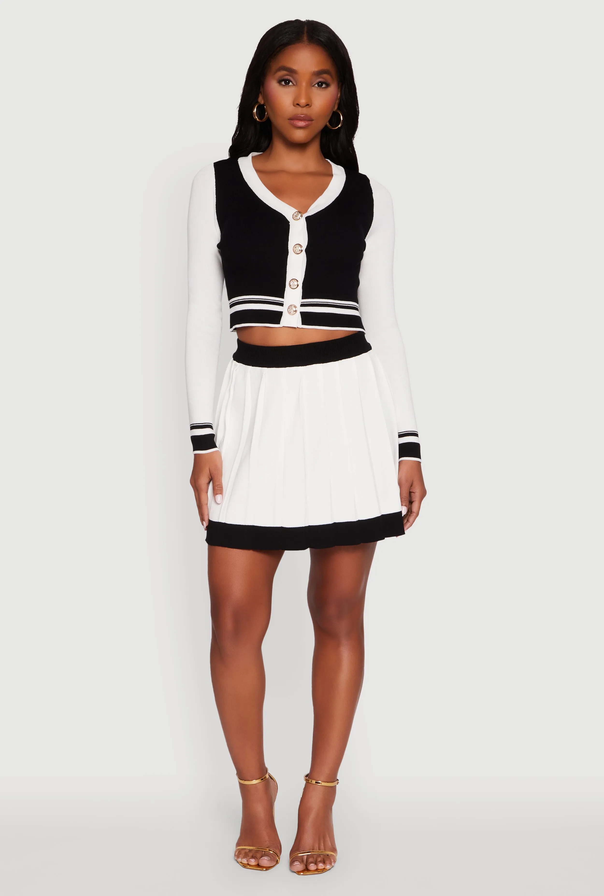 Contrast Trim Pleated Midi Skirt sold by Rainbow product image thumbnail 2