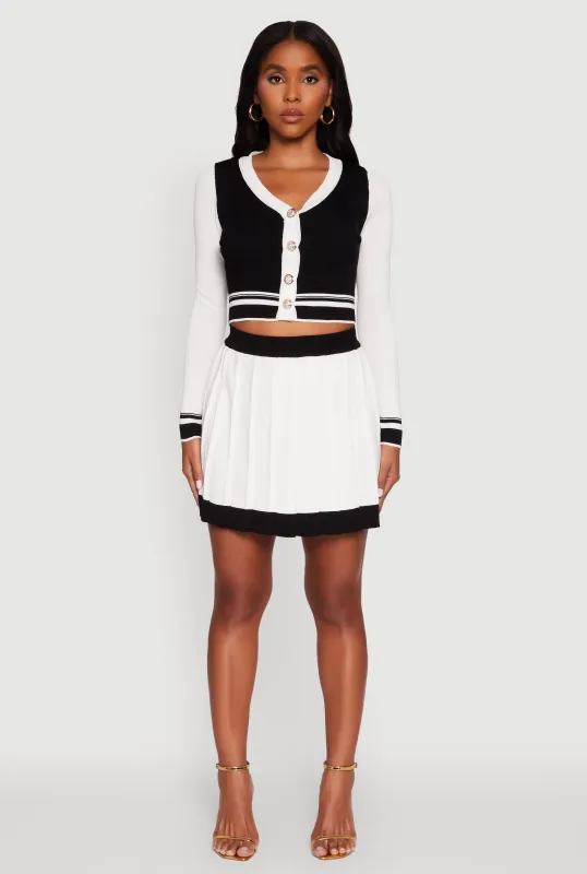 Contrast Trim Pleated Midi Skirt sold by Rainbow