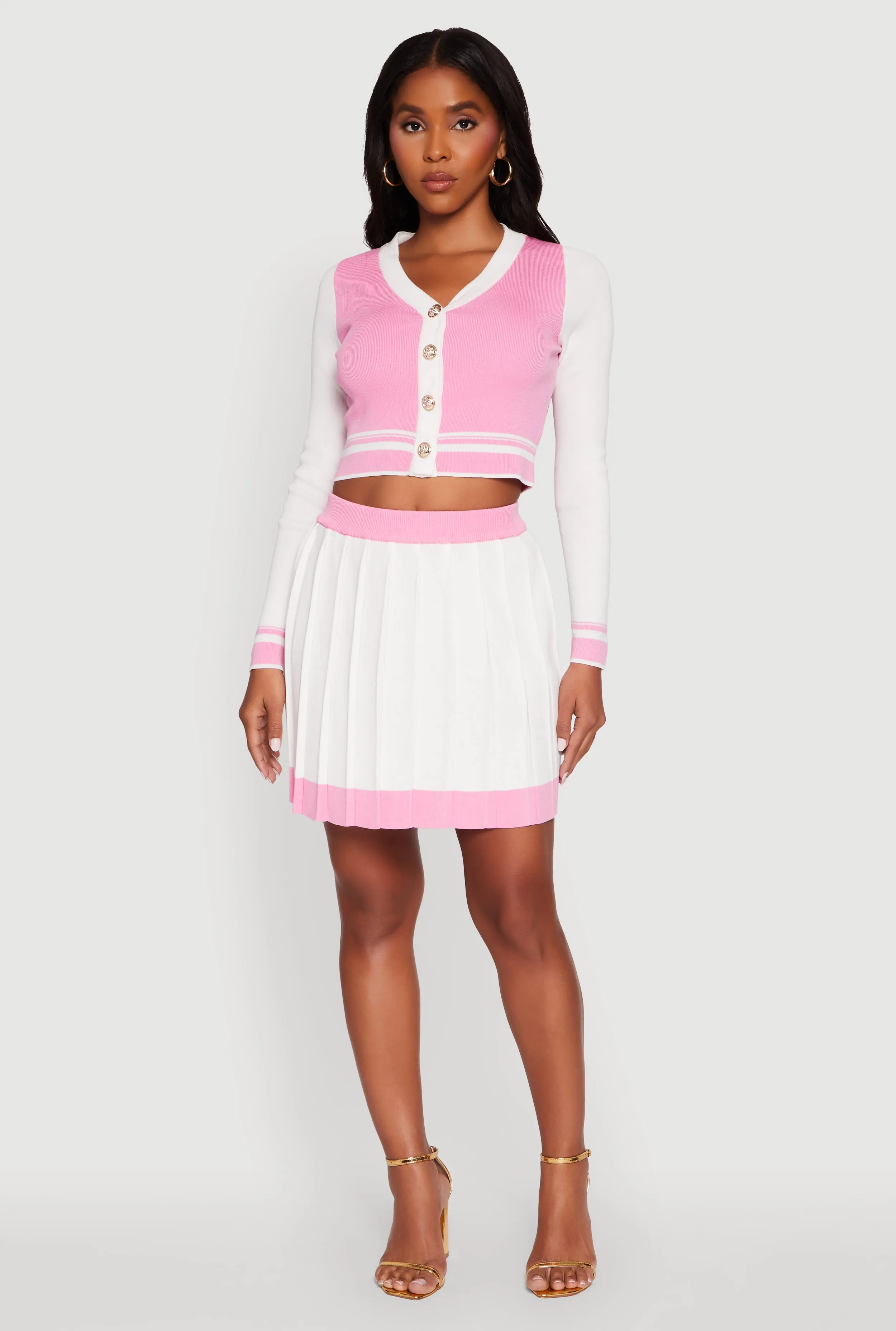 Color Blocked Cropped Cardigan sold by Rainbow product image thumbnail 3