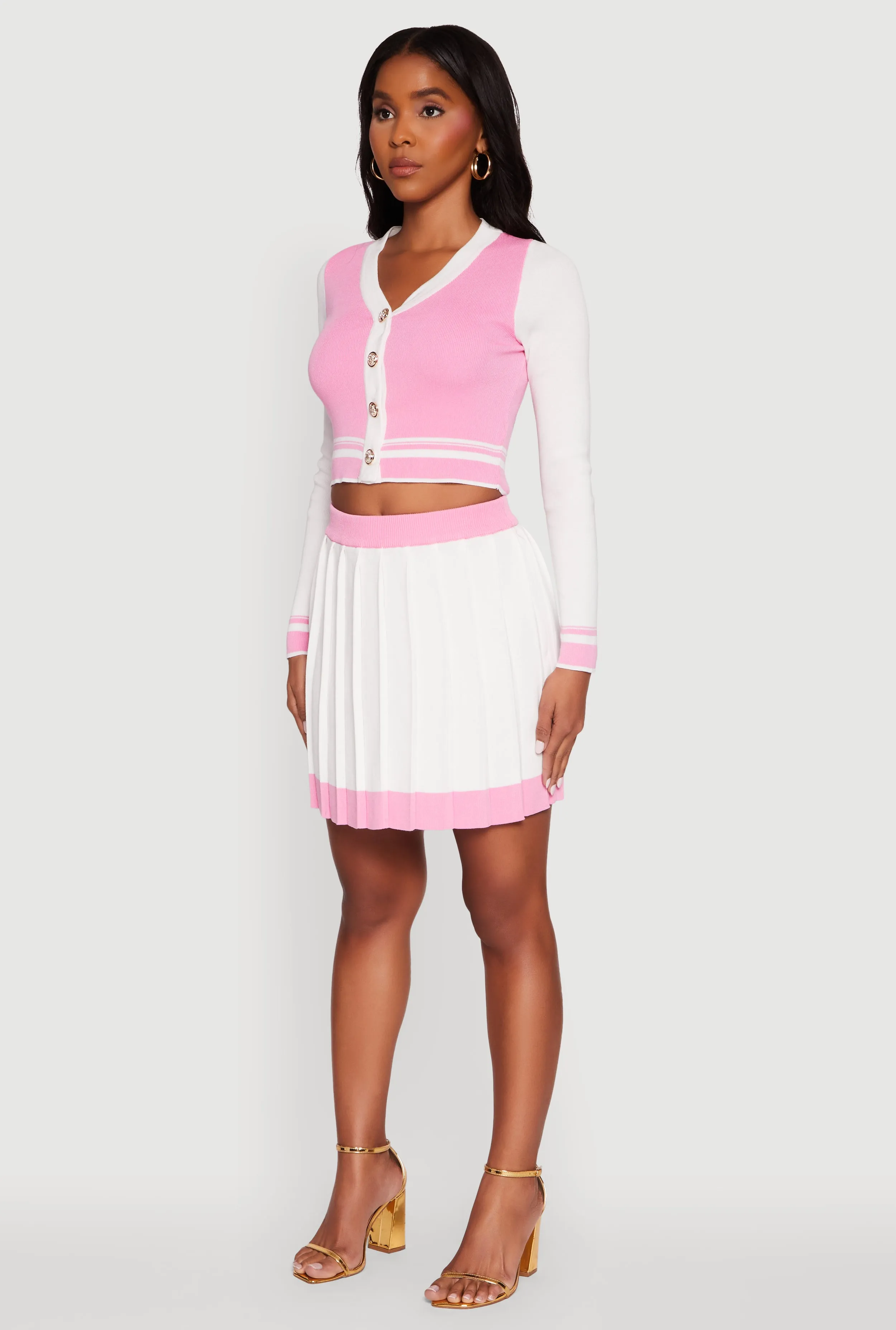 Color Blocked Cropped Cardigan sold by Rainbow product image thumbnail 5