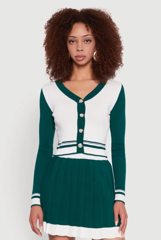 Color Blocked Cropped Cardigan sold by Rainbow