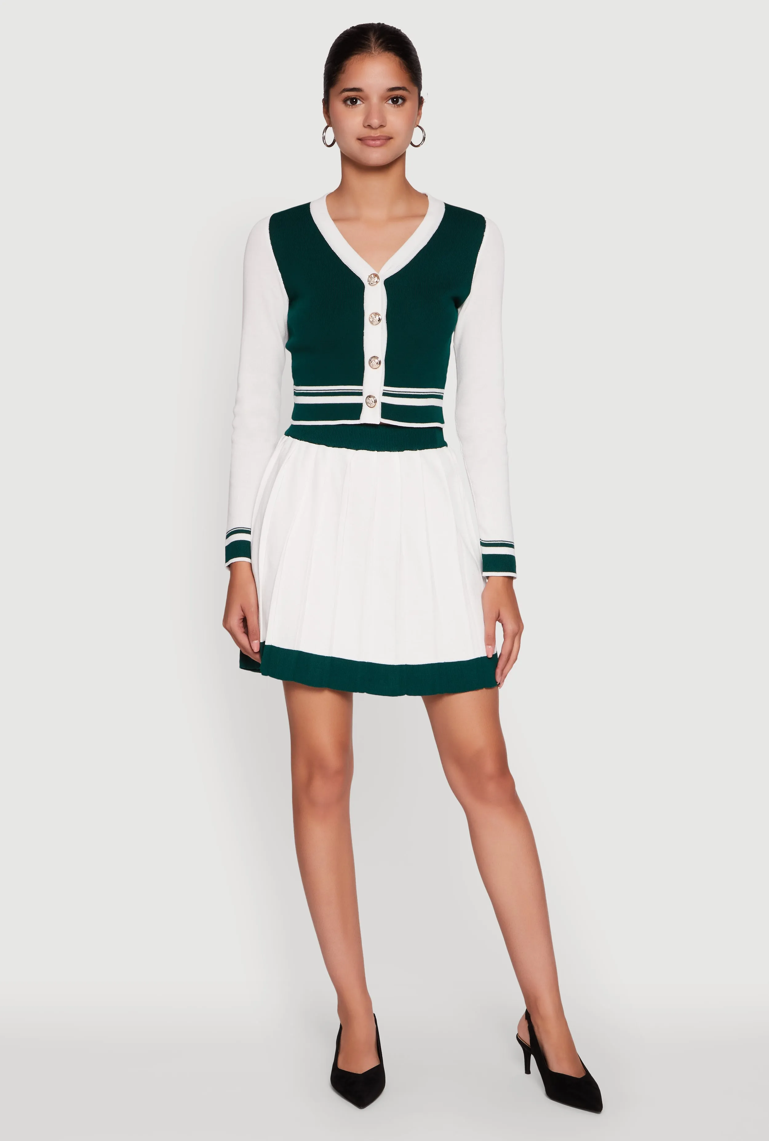 Contrast Trim Pleated Midi Skirt sold by Rainbow product image thumbnail 2