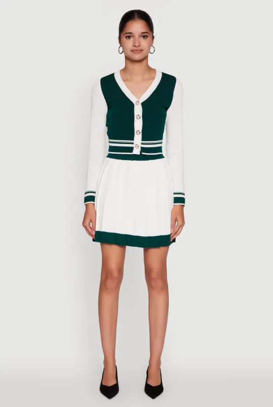 Contrast Trim Pleated Midi Skirt sold by Rainbow