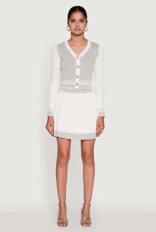 Contrast Trim Pleated Midi Skirt sold by Rainbow