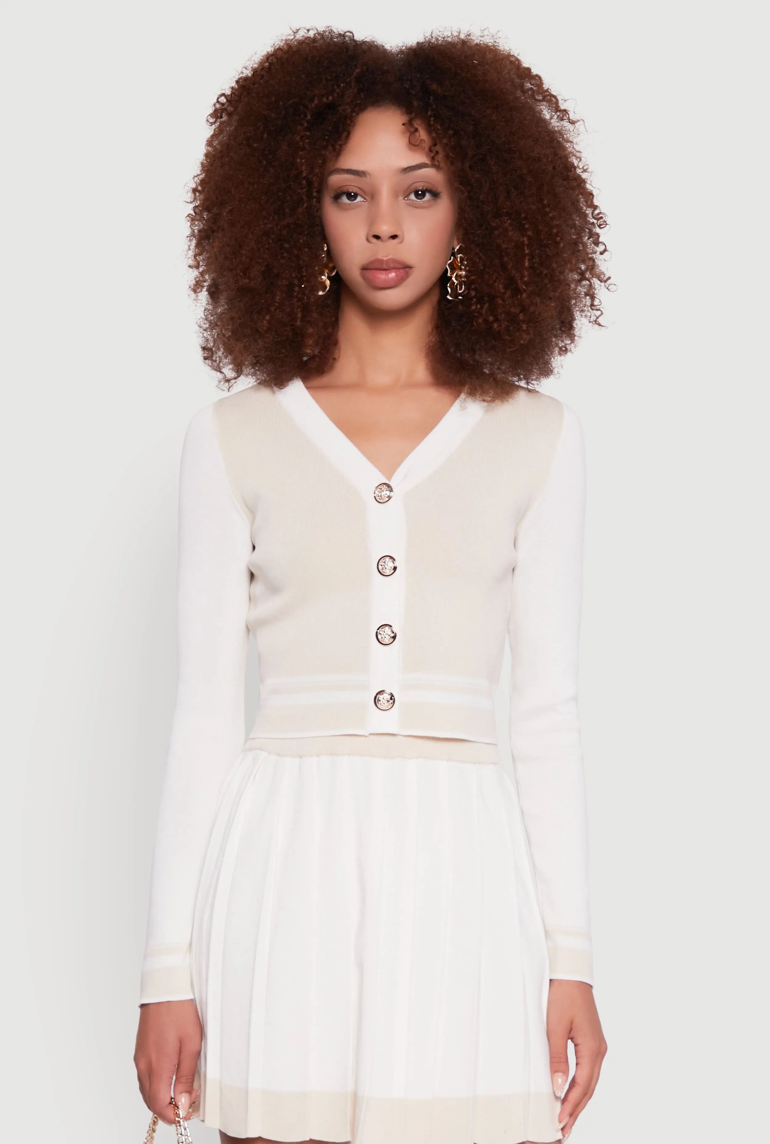 Color Blocked Cropped Cardigan sold by Rainbow product image thumbnail 5