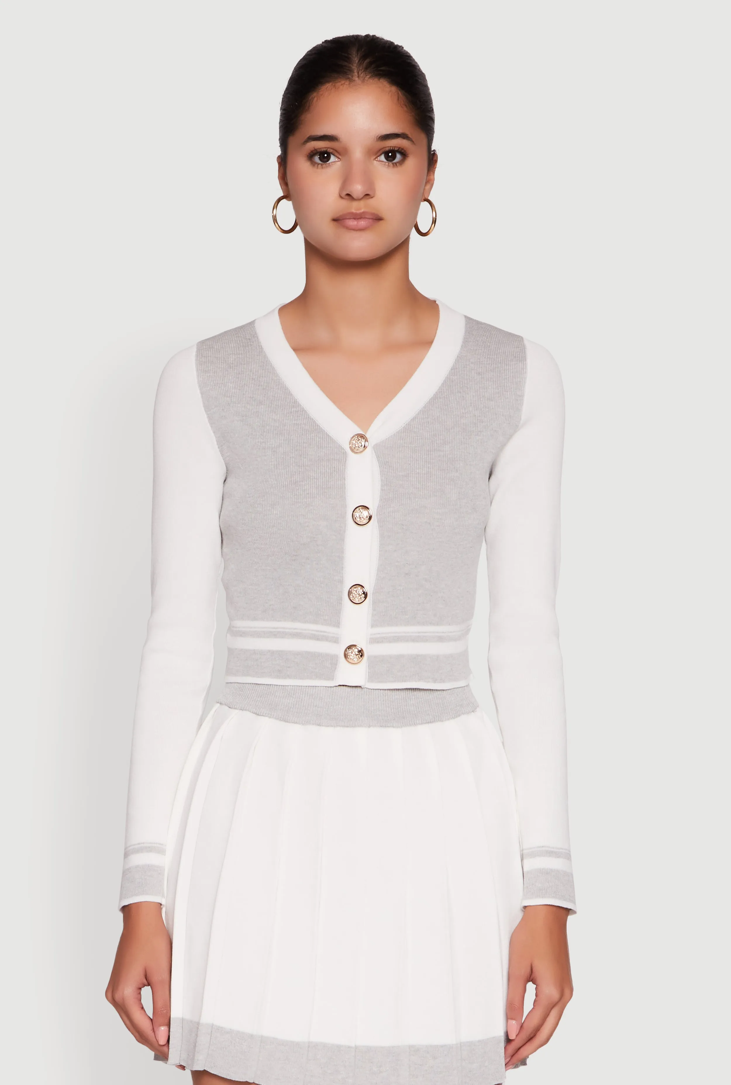 Color Blocked Cropped Cardigan sold by Rainbow product image thumbnail 2