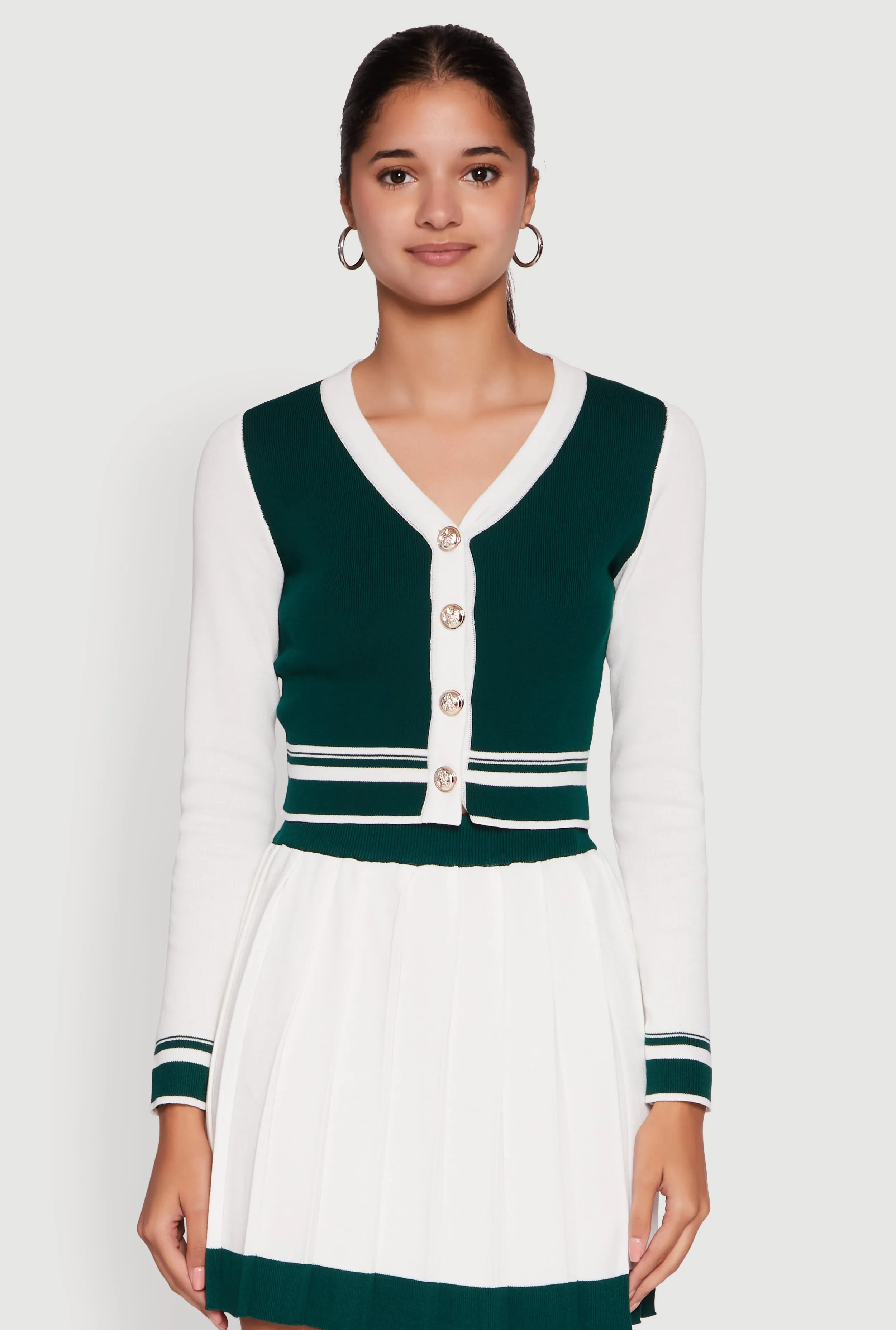 Color Blocked Cropped Cardigan sold by Rainbow product image thumbnail 4