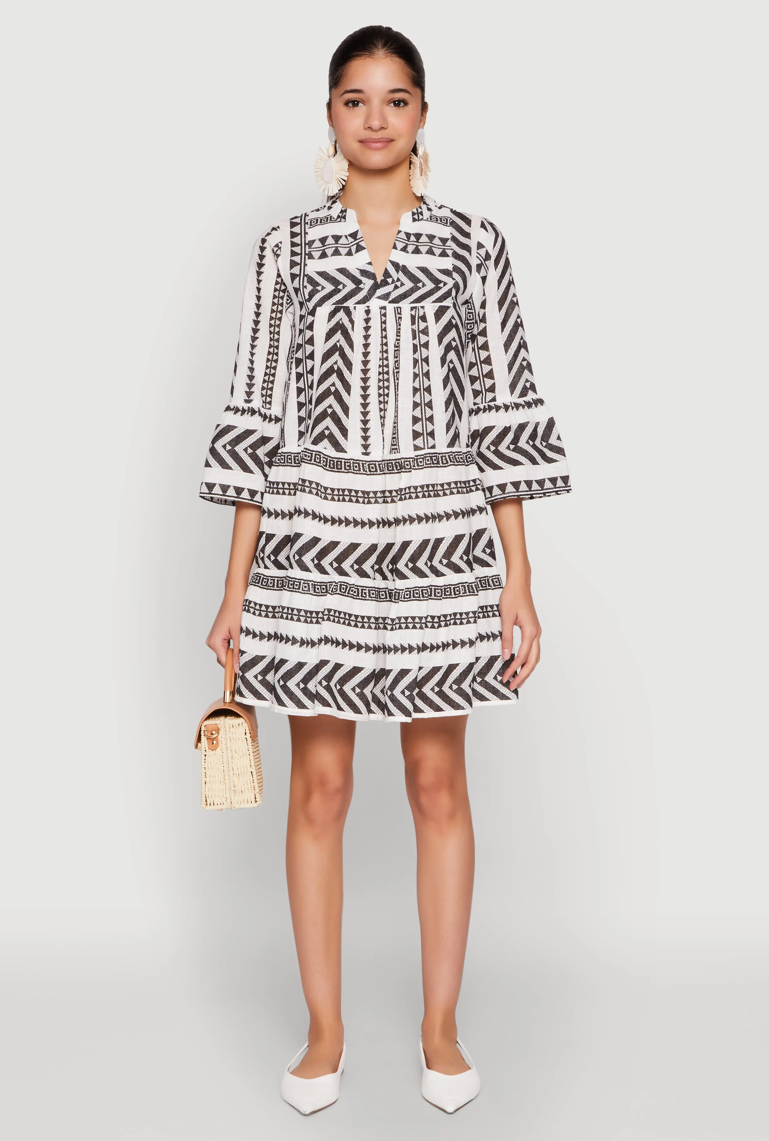 Assorted Pattern Mandarin Collar Dress sold by Rainbow