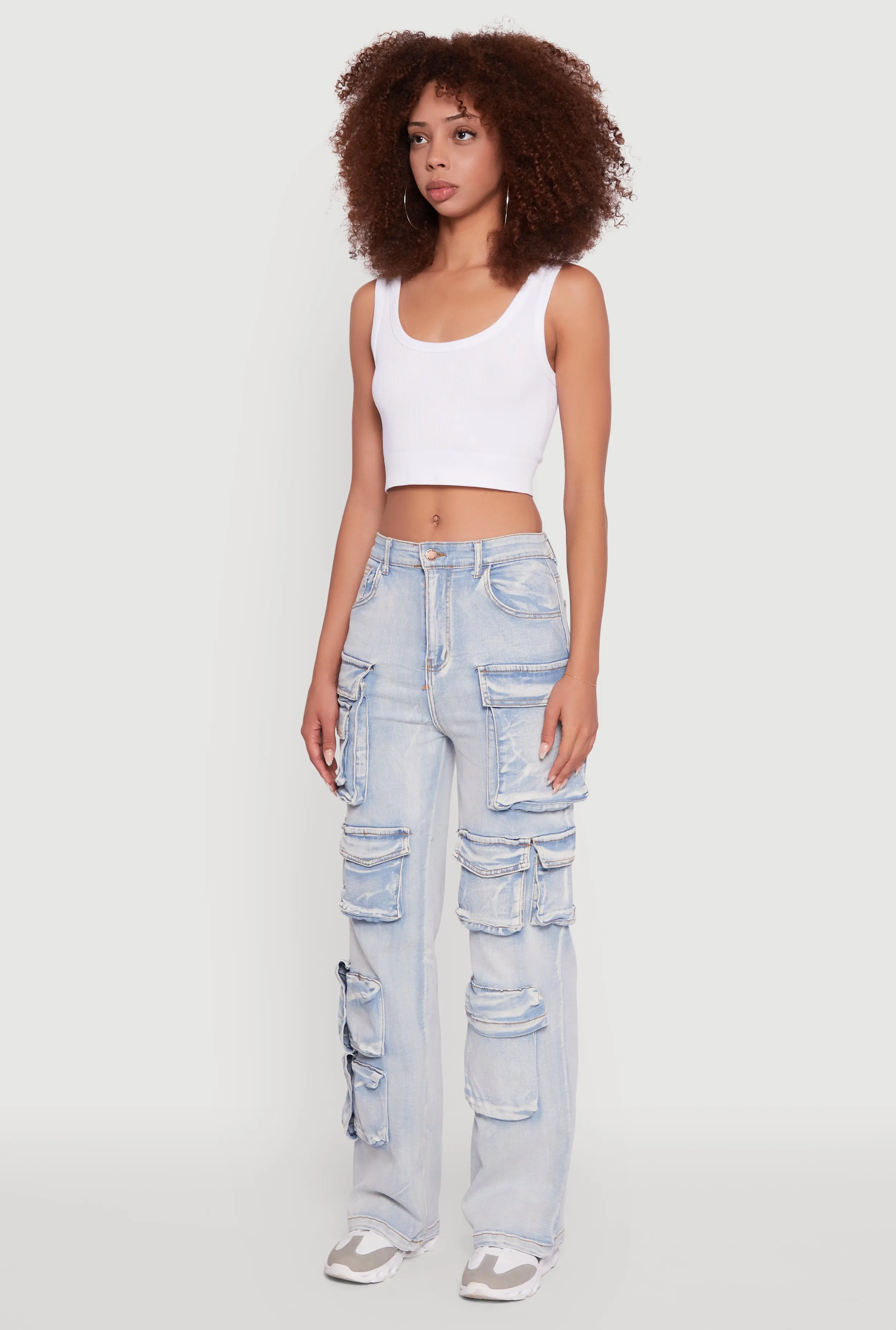 Mineral Wash High Waisted Straight Leg Utility Jeans sold by Rainbow product image thumbnail 3
