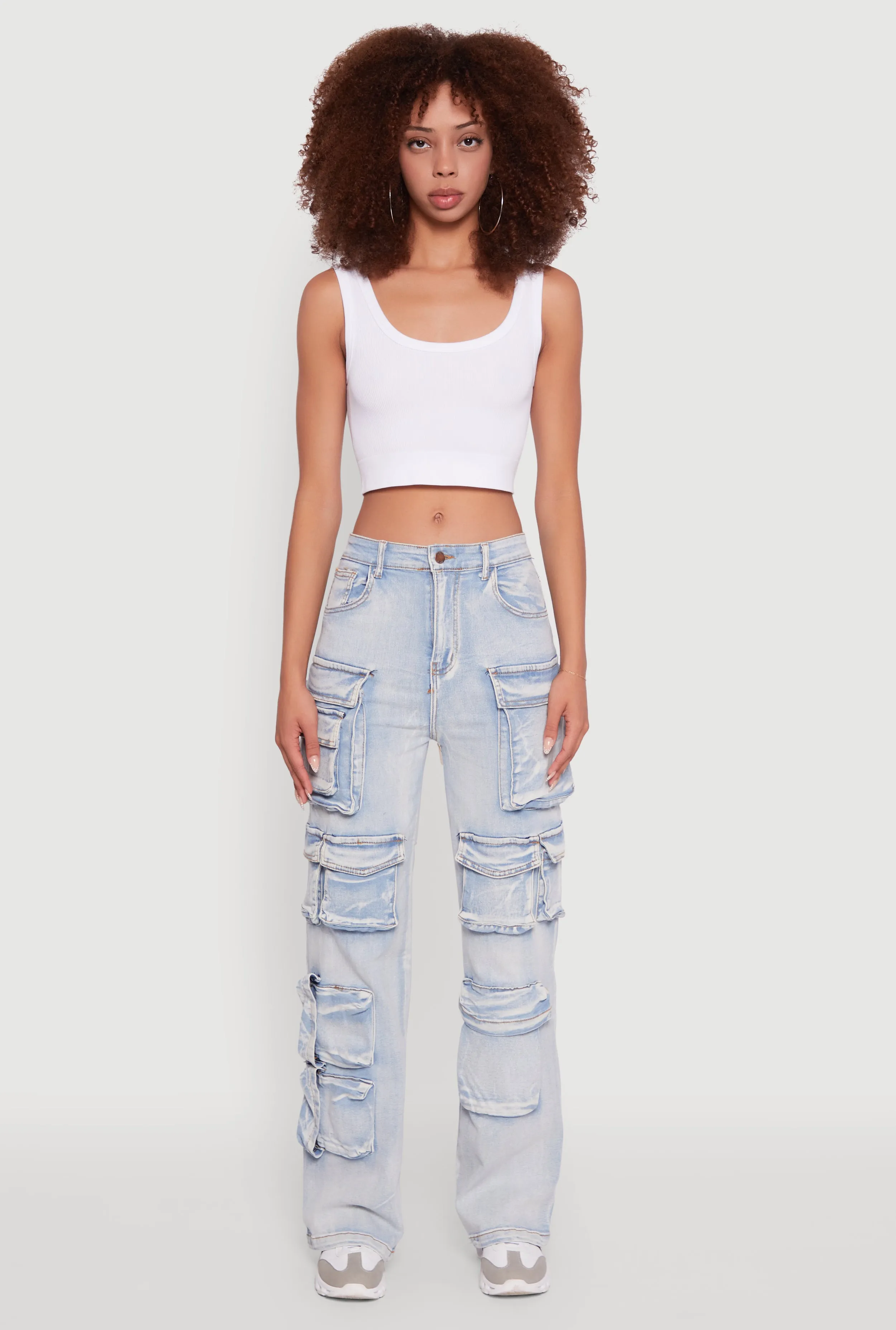 Mineral Wash High Waisted Straight Leg Utility Jeans sold by Rainbow product image thumbnail 2