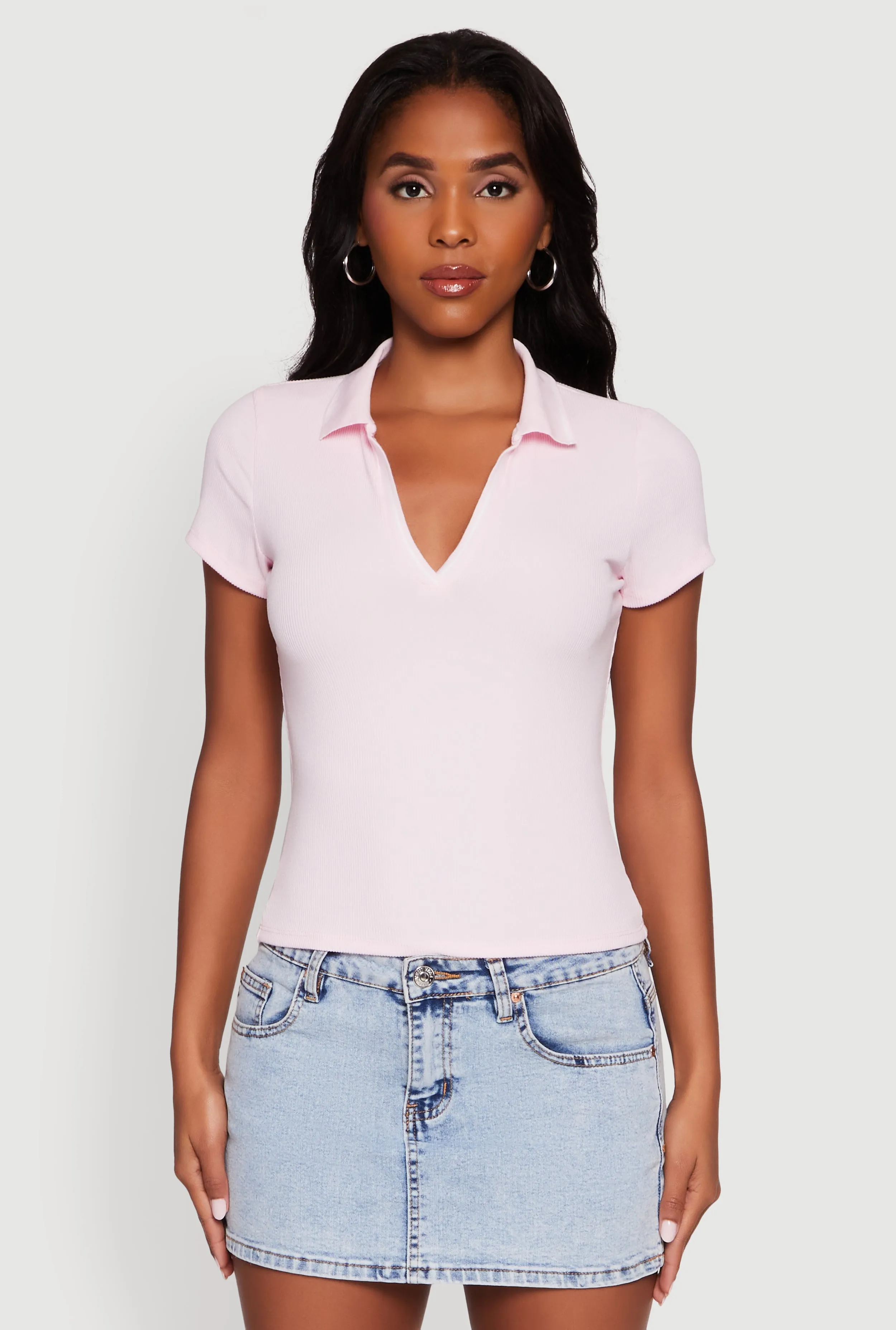 Iris Ribbed Knit Polo Top with Contrast Trim sold by Rainbow product image thumbnail 2