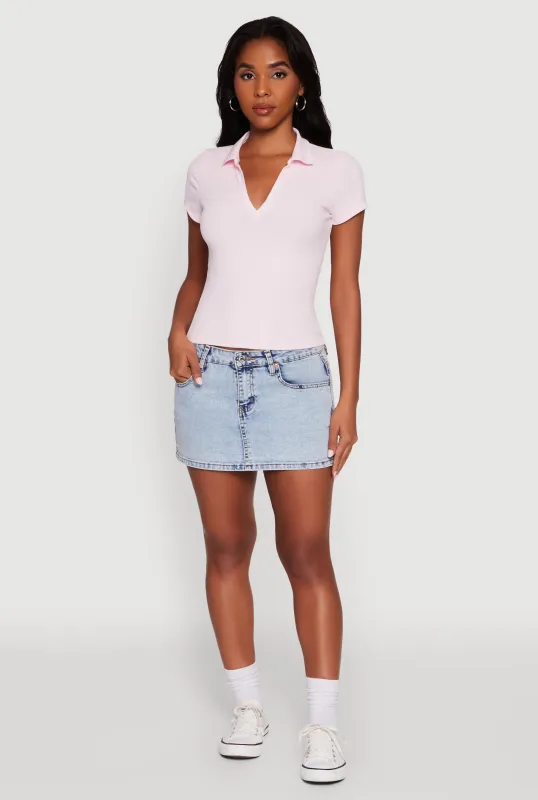 Iris Ribbed Knit Polo Top with Contrast Trim sold by Rainbow