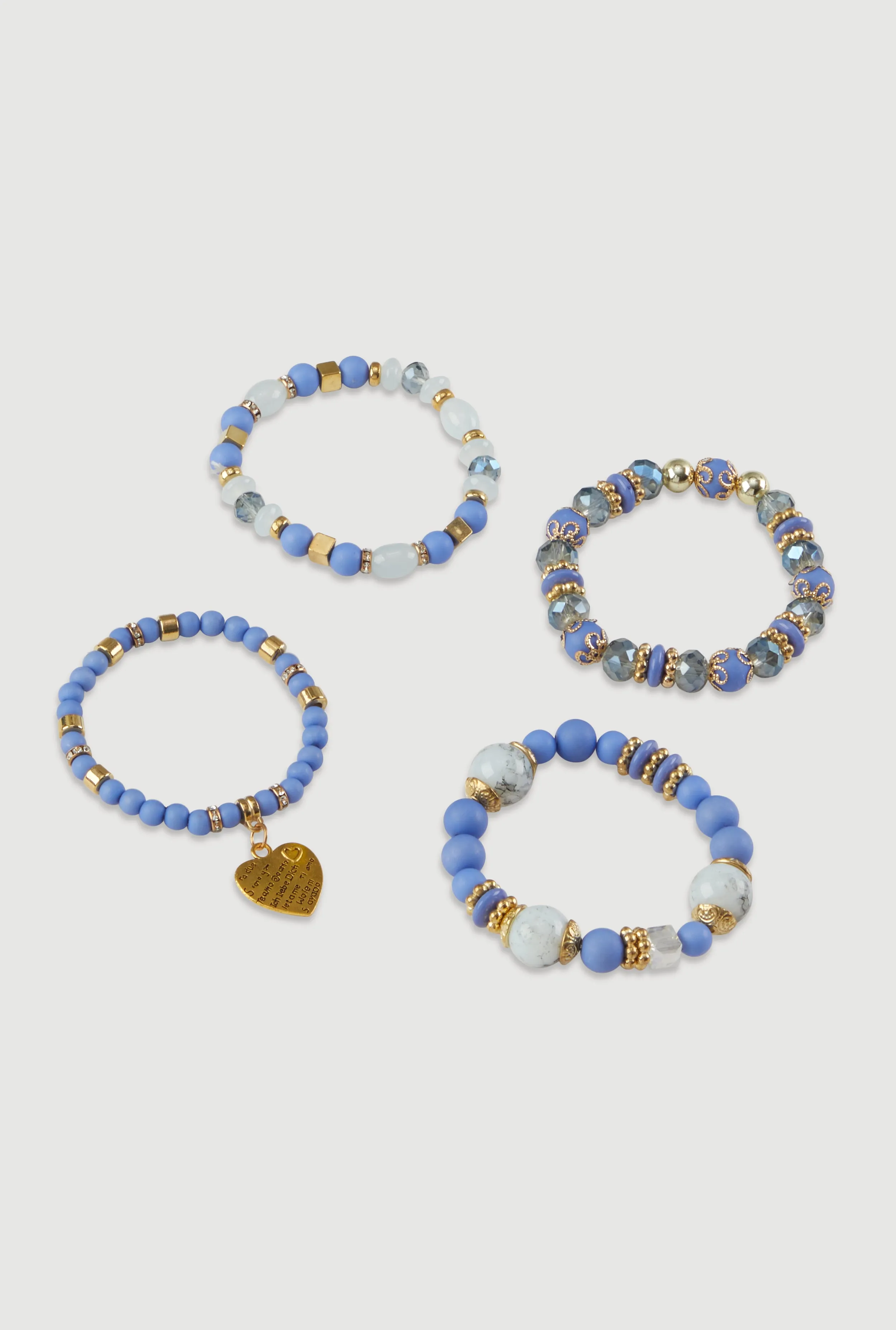 Heart Charm Beaded Stretch Bracelets Set of 4 sold by Rainbow product image thumbnail 3