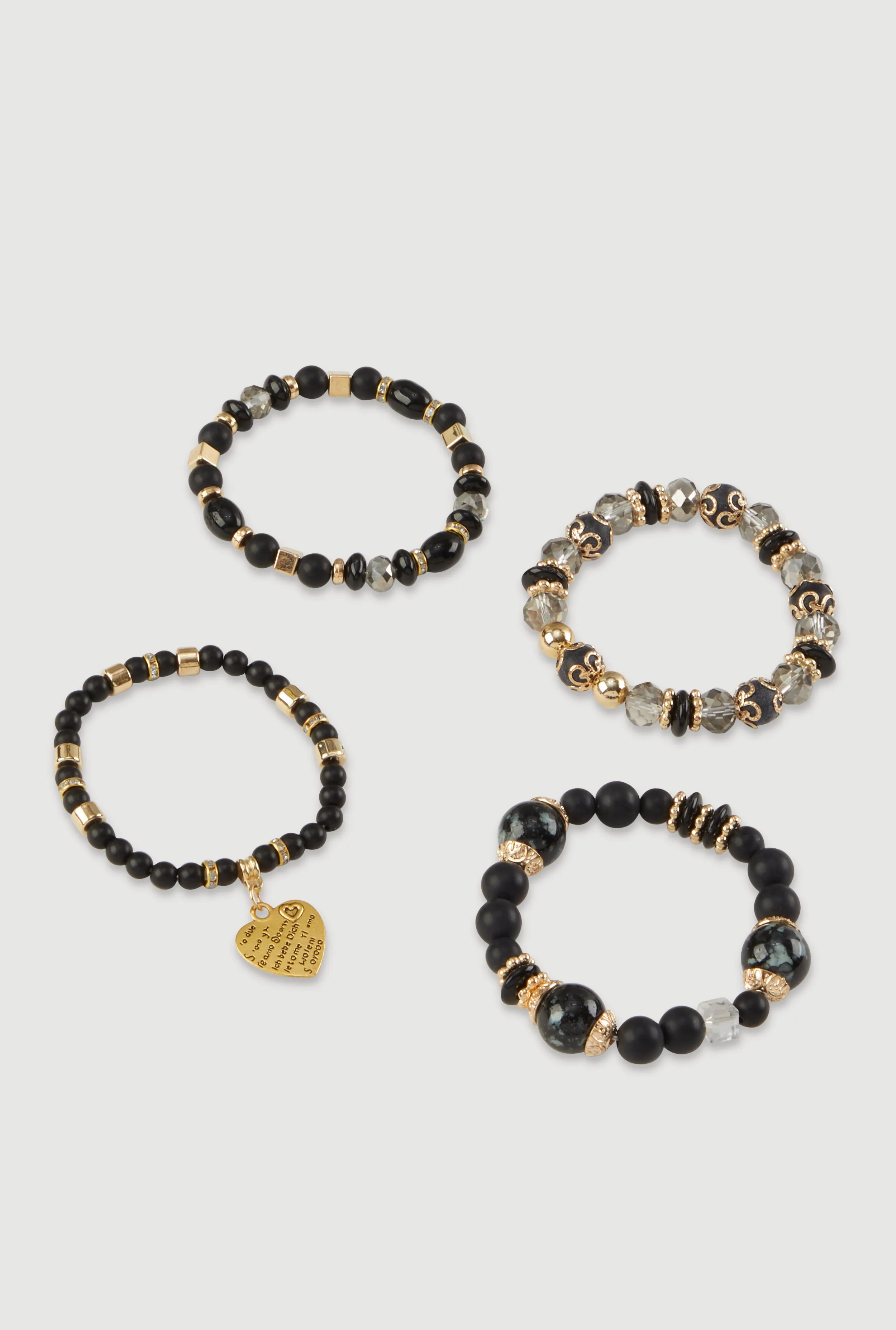 Heart Charm Beaded Stretch Bracelets Set of 4 sold by Rainbow product image thumbnail 3