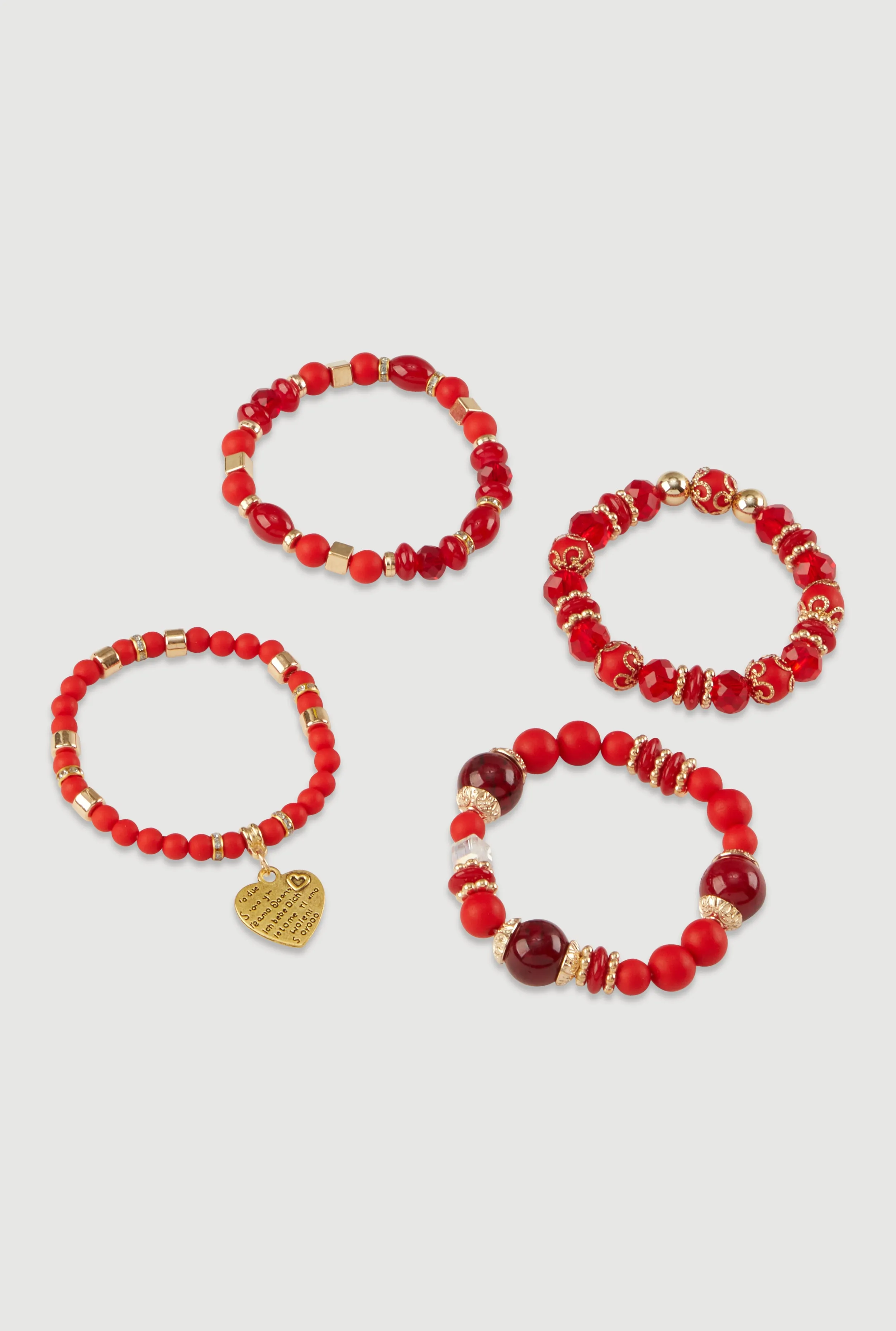 Heart Charm Beaded Stretch Bracelets Set of 4 sold by Rainbow product image thumbnail 3
